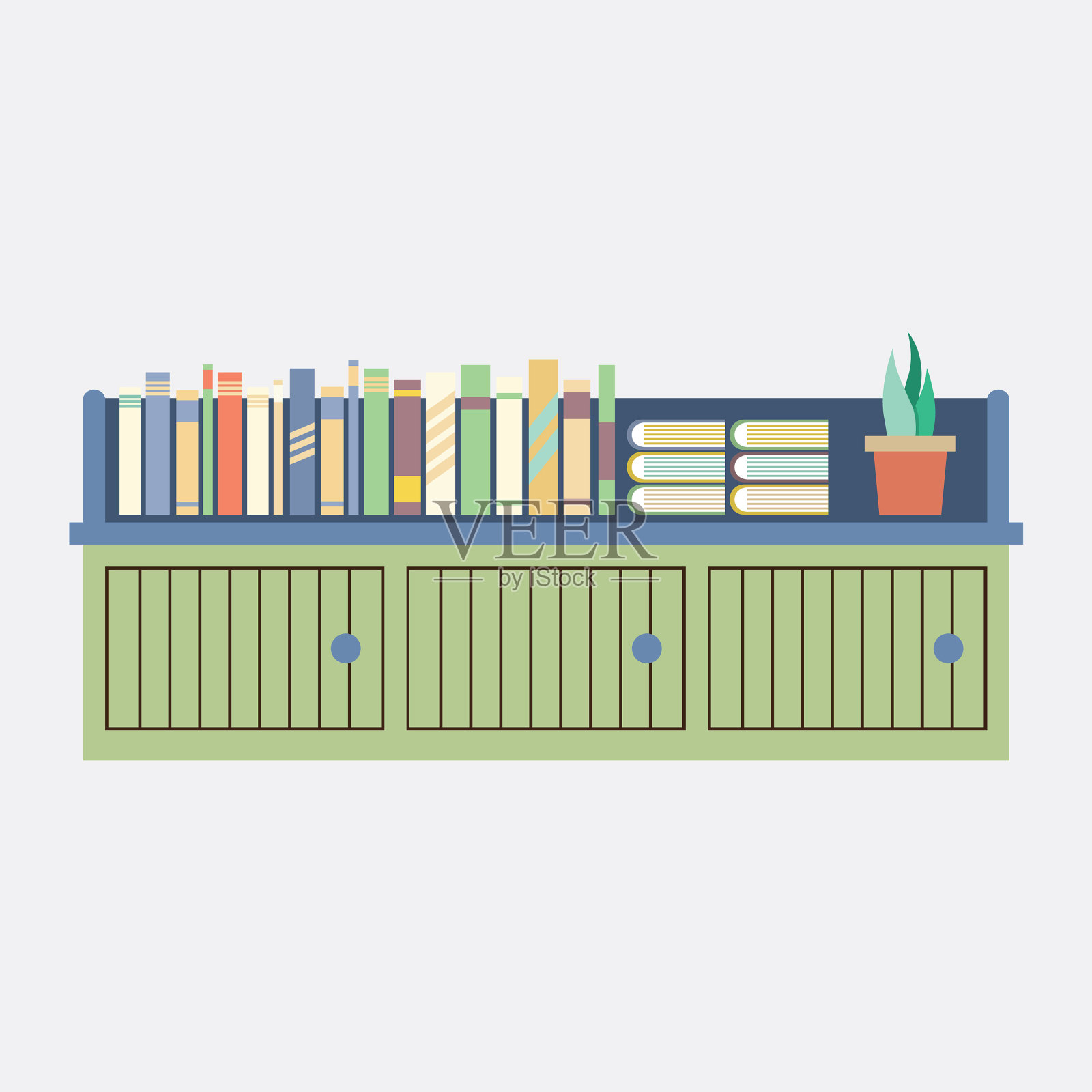 平面设计的书架在家里插画图片素材