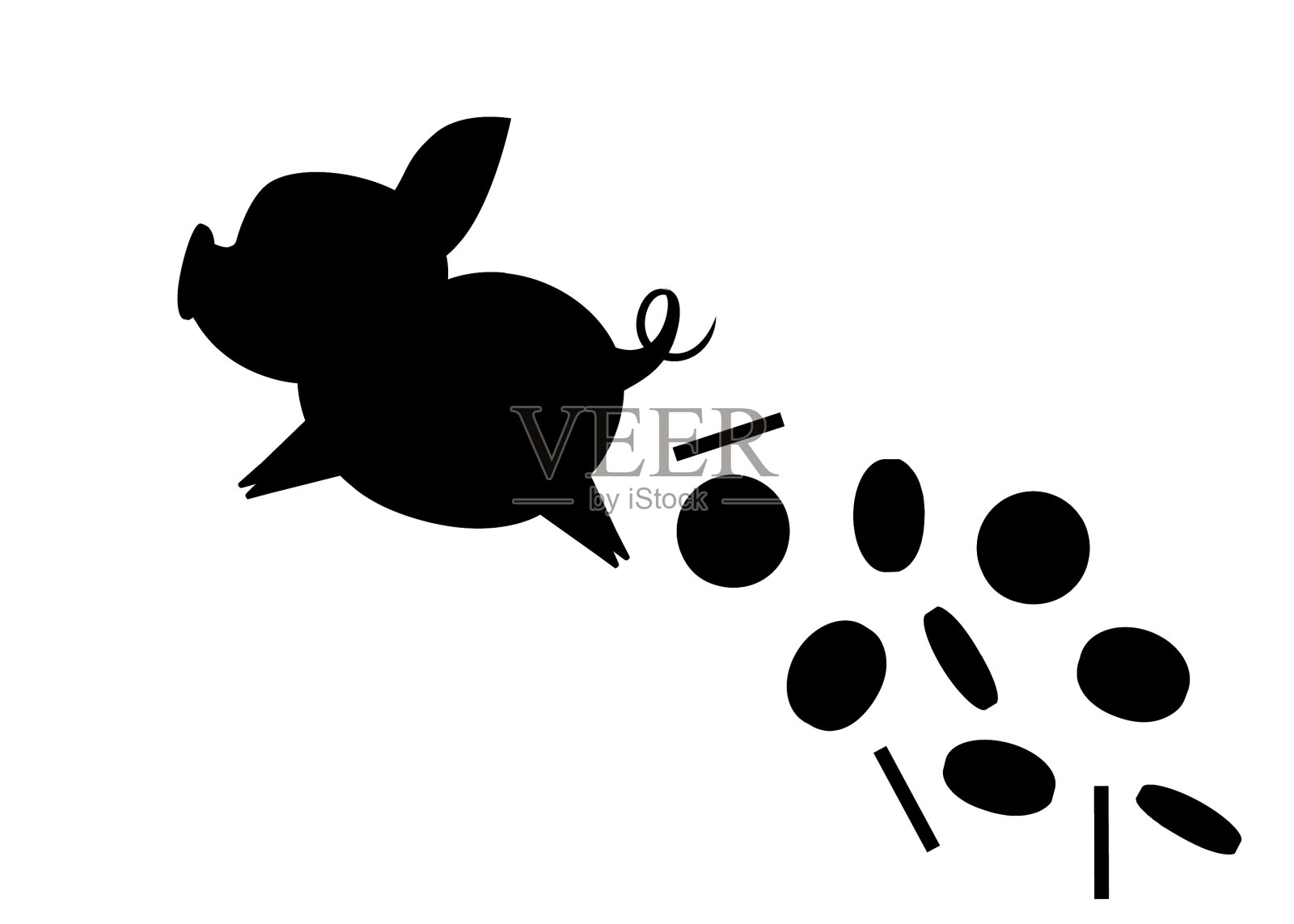 黑色剪影的储蓄罐飞来飞去，掉落硬币插画图片素材