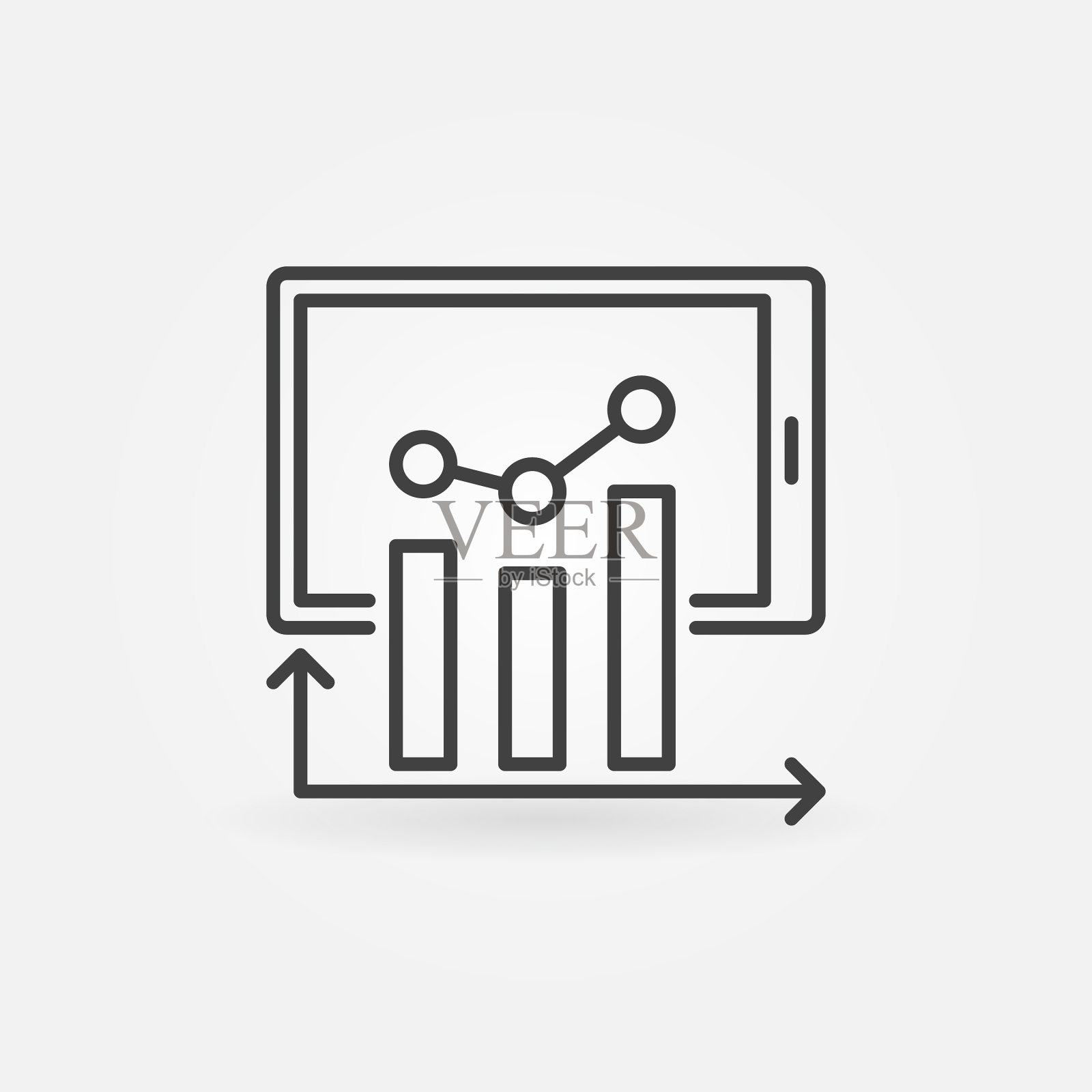 条形图与平板细线分析图标素材