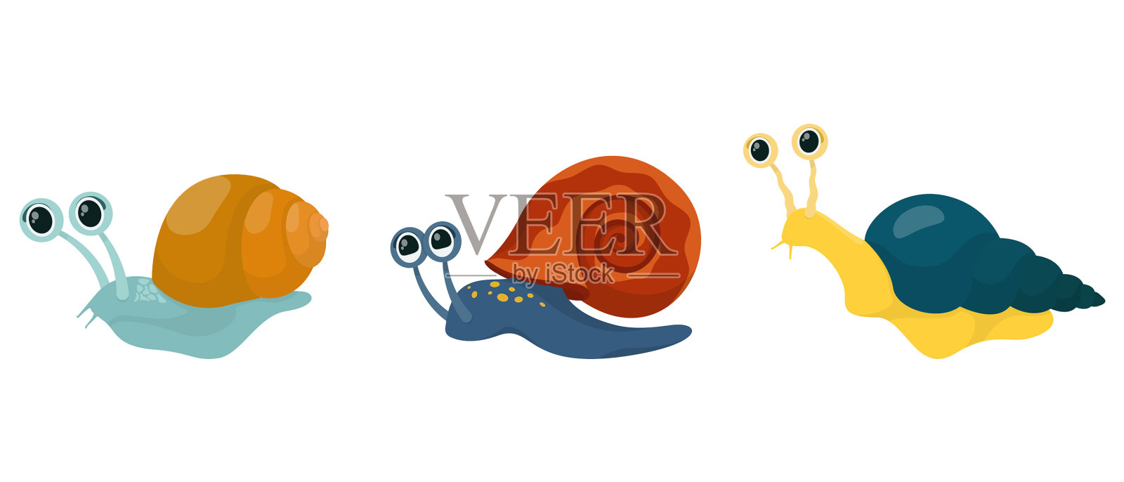 设置不同的蜗牛插画图片素材