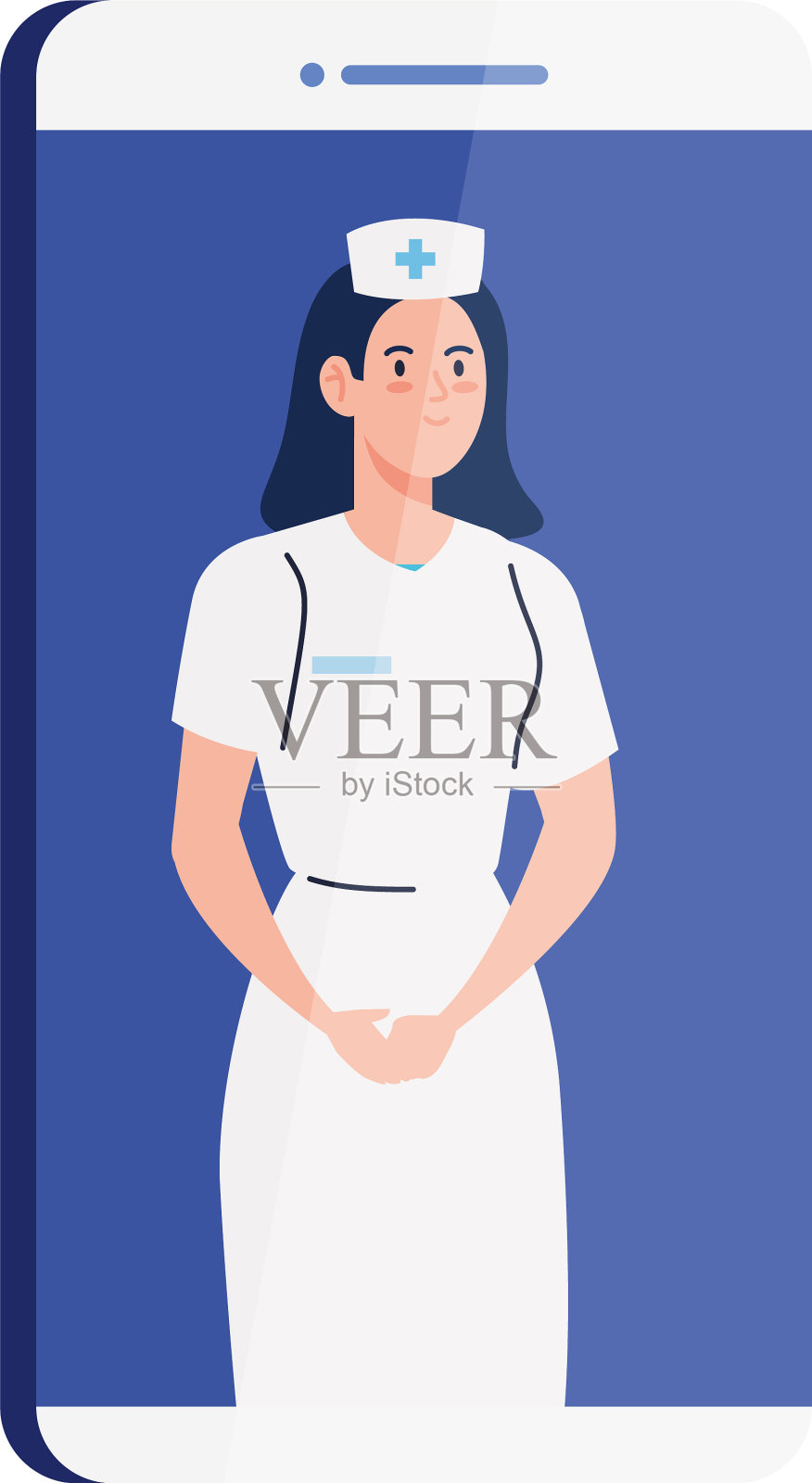 在线医学与护士和智能手机设计元素图片