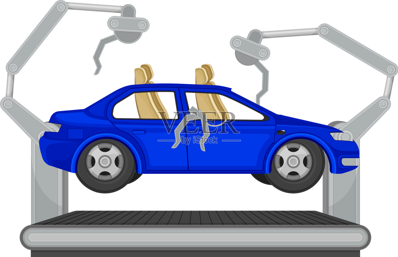 金属车体框架上的传送带作为自动插画图片素材