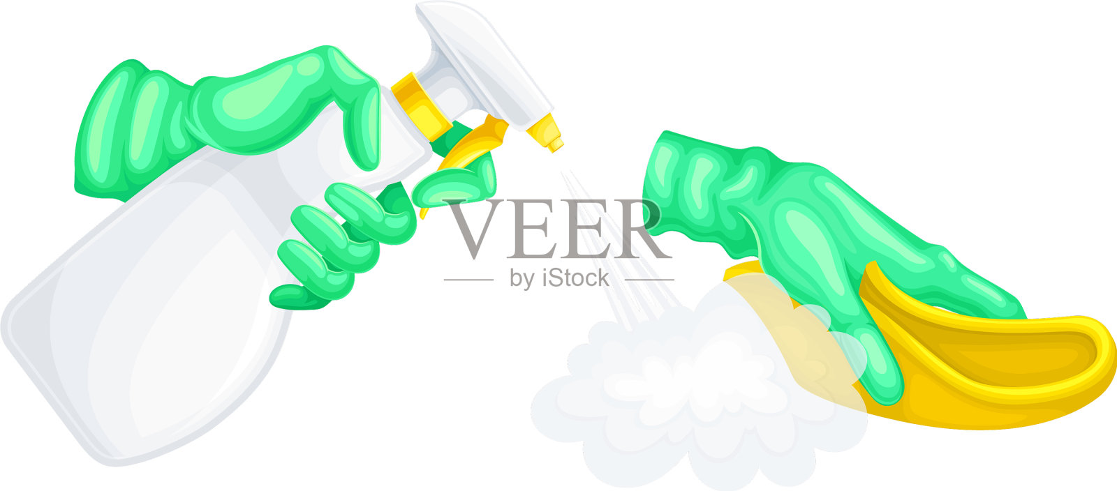 用清洁剂和消毒剂洗手插画图片素材