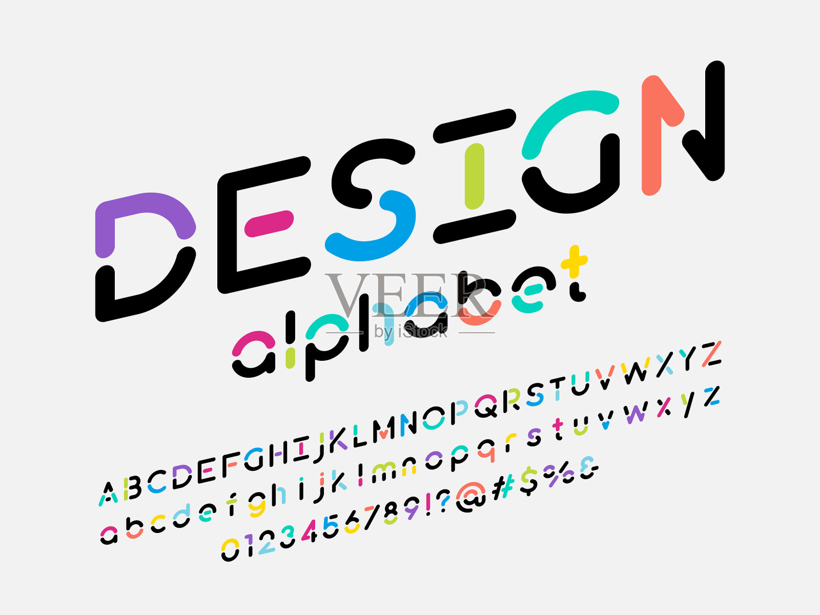 线字体充满活力插画图片素材