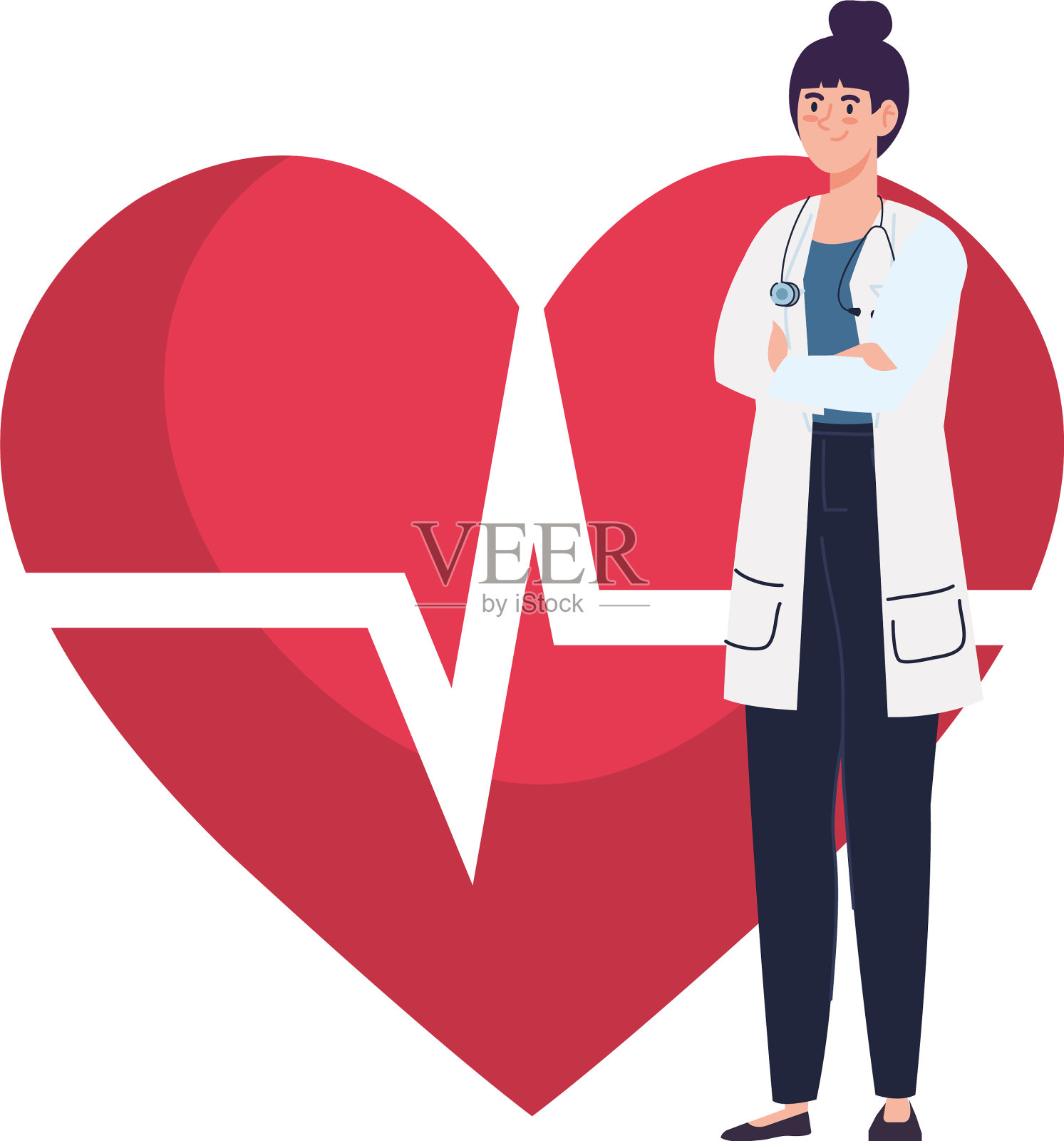 背景是有心跳的女医生设计元素图片