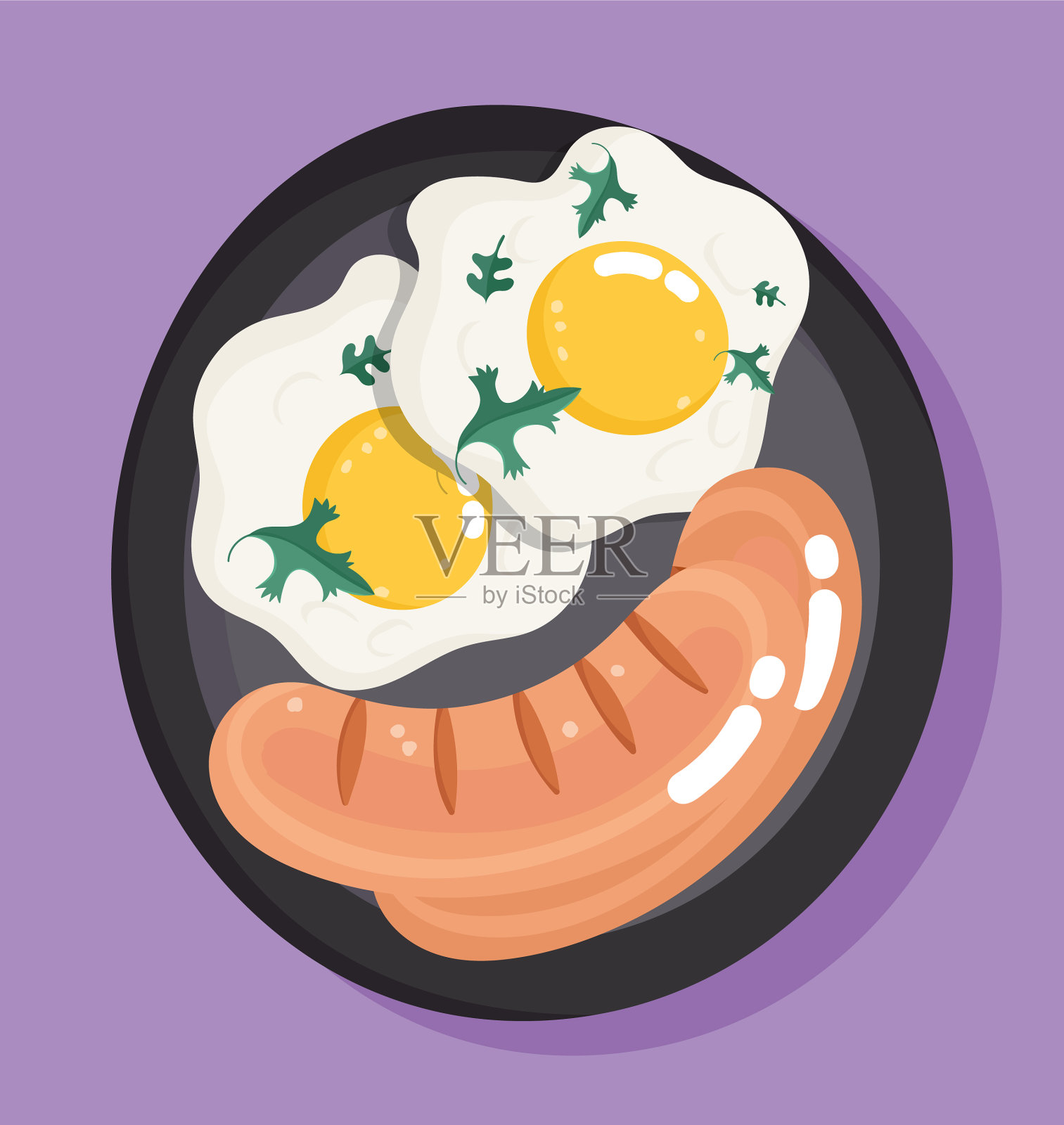 食物晚餐菜肴菜单新鲜煎蛋和插画图片素材