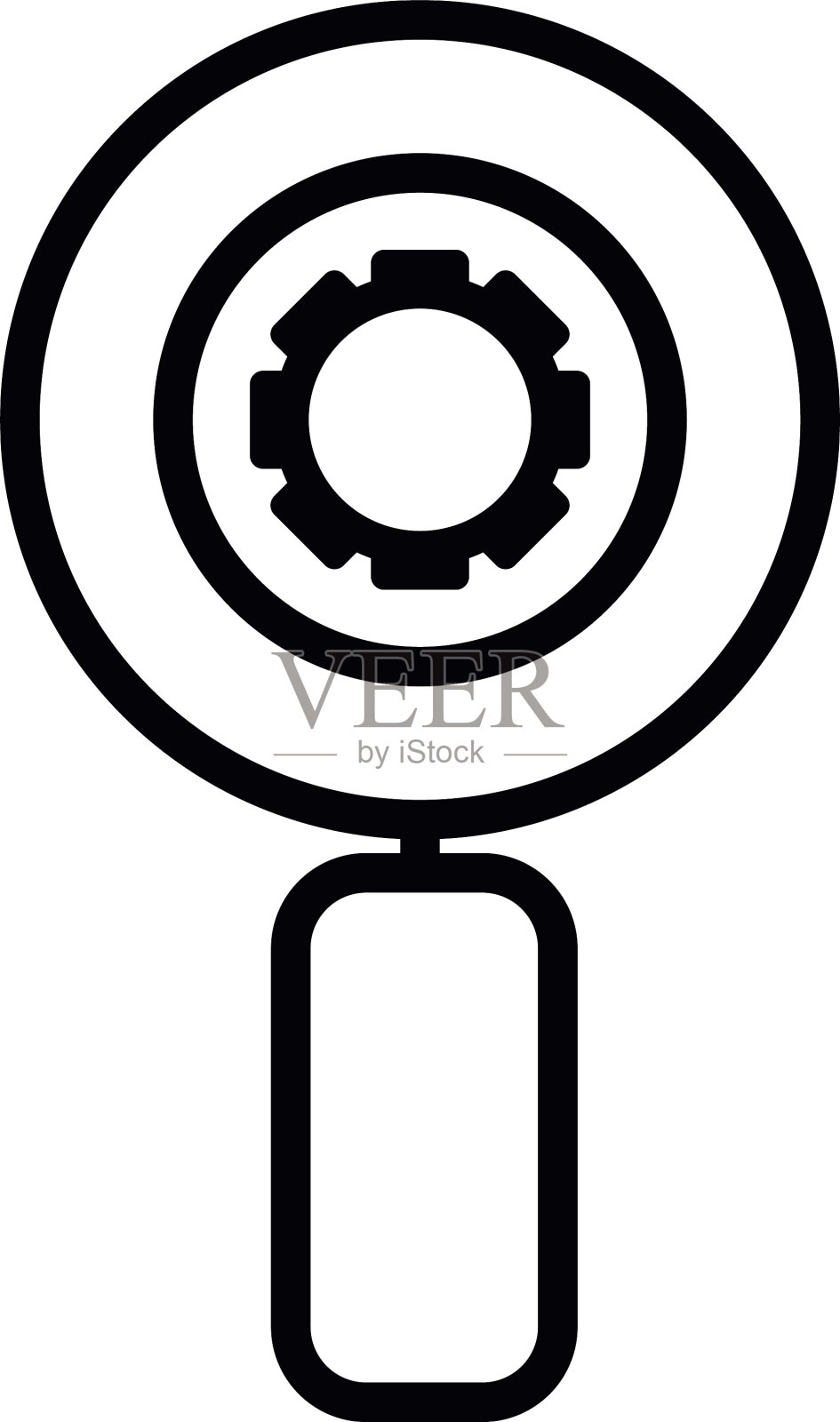 放大镜与齿轮图标线条风格图标素材