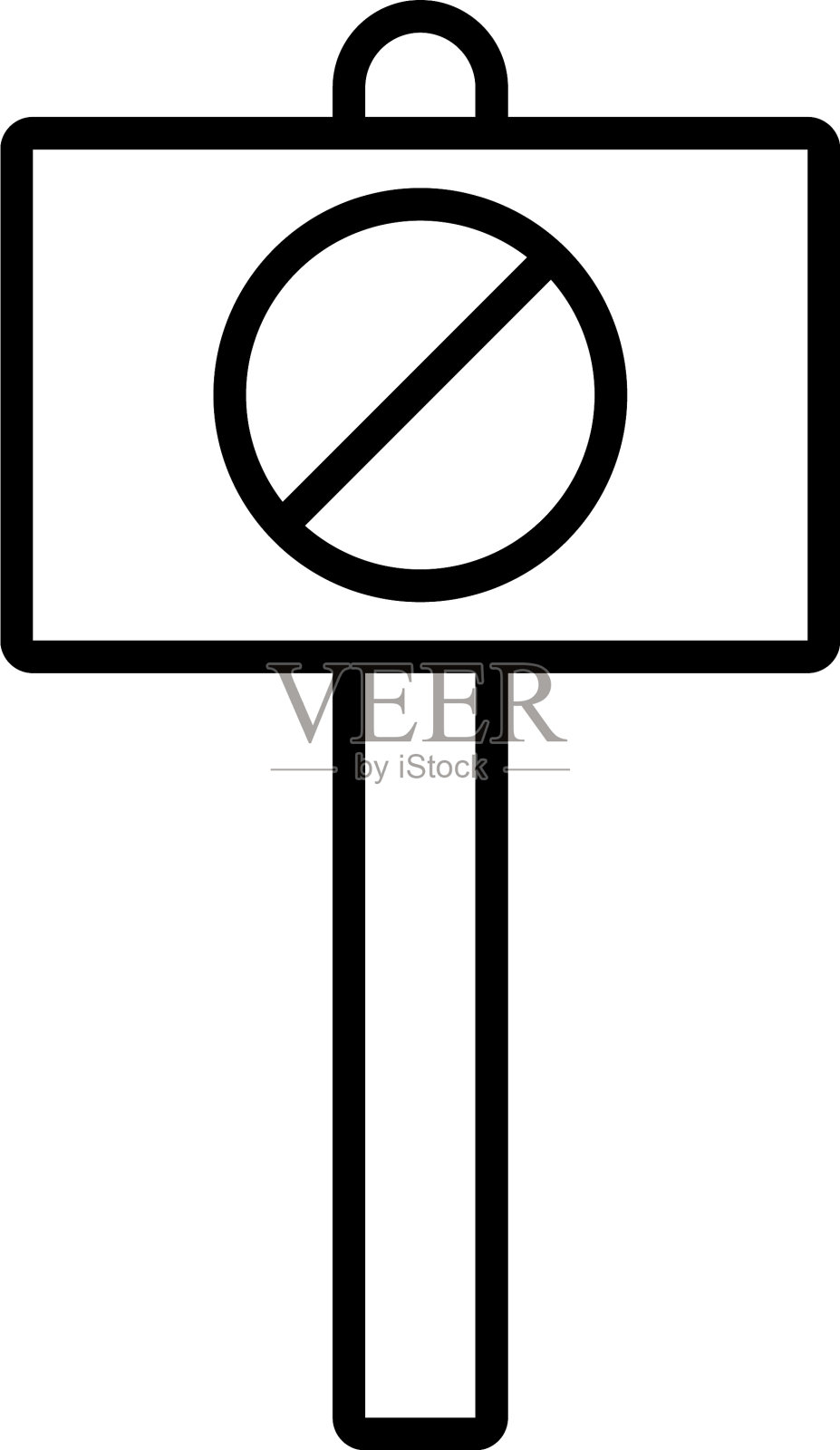 横幅板与停止禁止线条风格图标设计元素图片