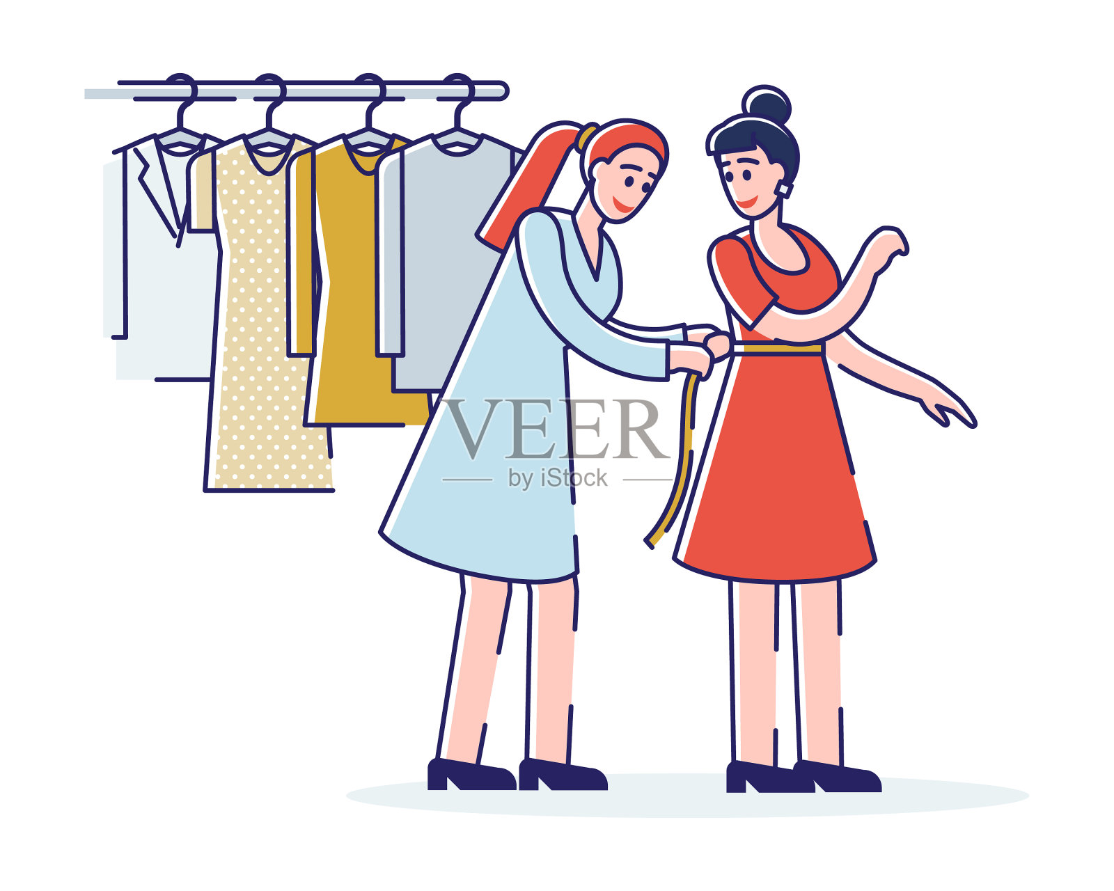 在服装店帮助顾客的店员设计元素图片