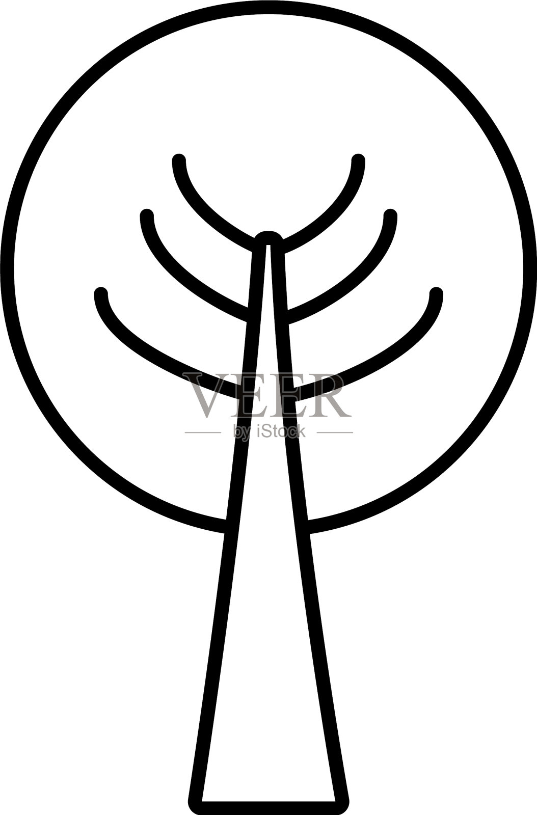 圆形树形线条风格图标设计设计元素图片