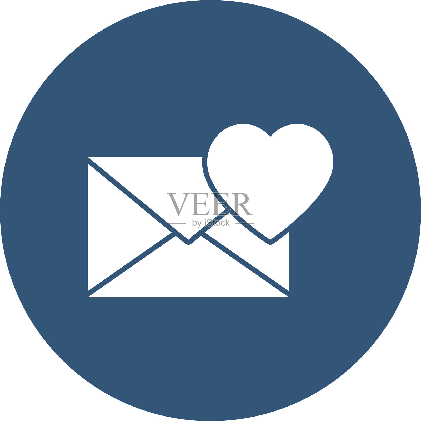 信封和心脏图标块风格图标素材