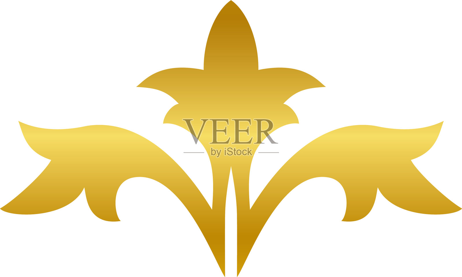花点缀与叶金色渐变风格设计元素图片