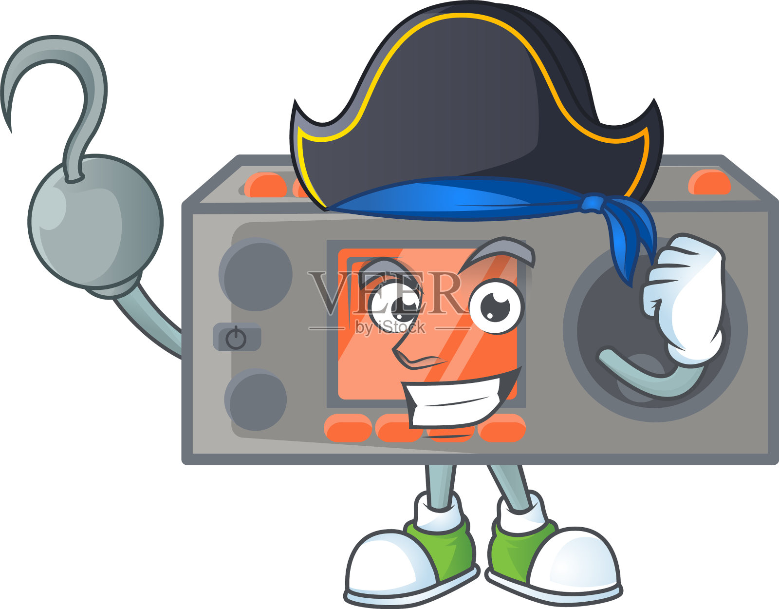 冷静一只手海盗无线电收发机吉祥物插画图片素材