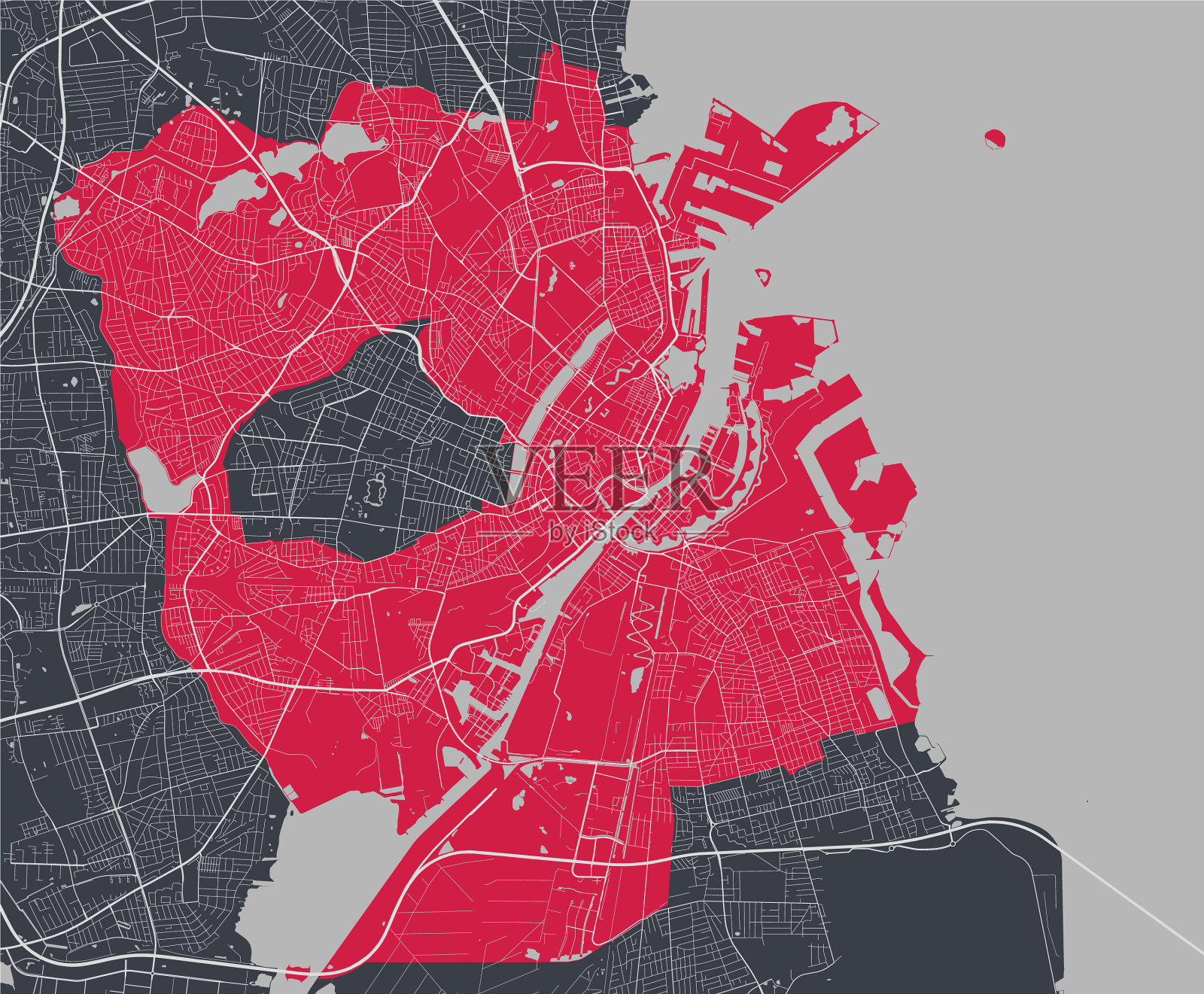 地图哥本哈根街道地图艺术海报插画图片素材
