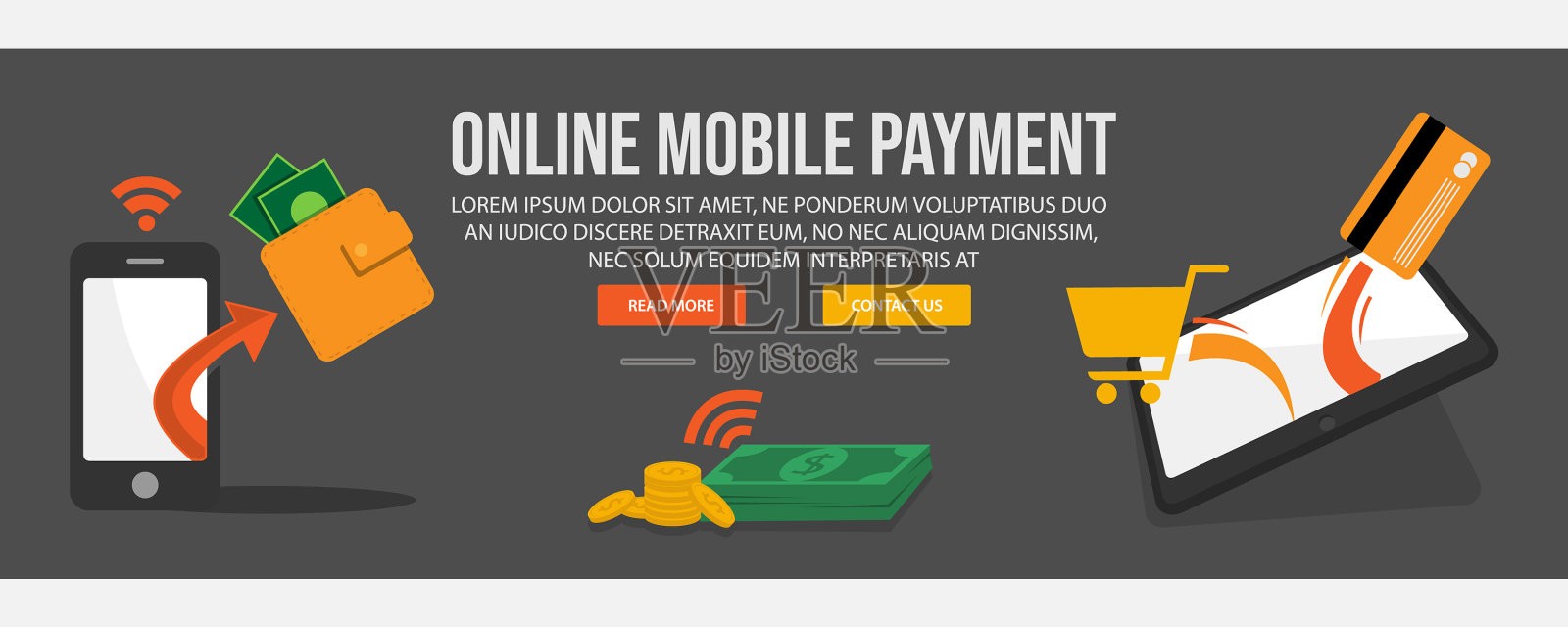 在线移动支付网页横幅设计模板素材