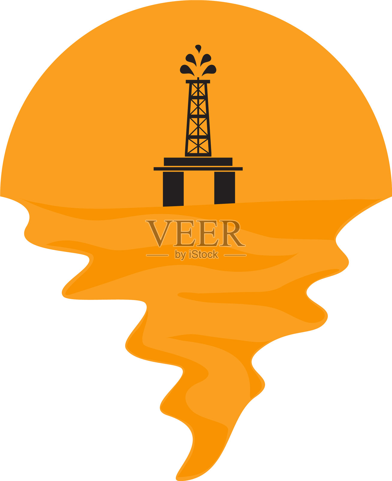 海上石油平台在海上和日落中图标素材