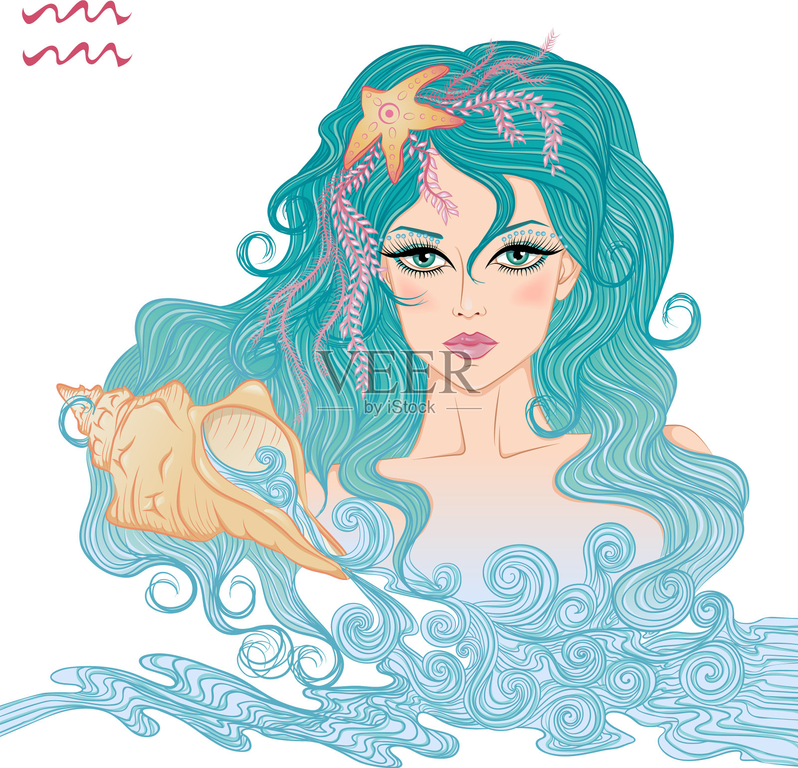 宝瓶座是一个美丽的女孩设计元素图片