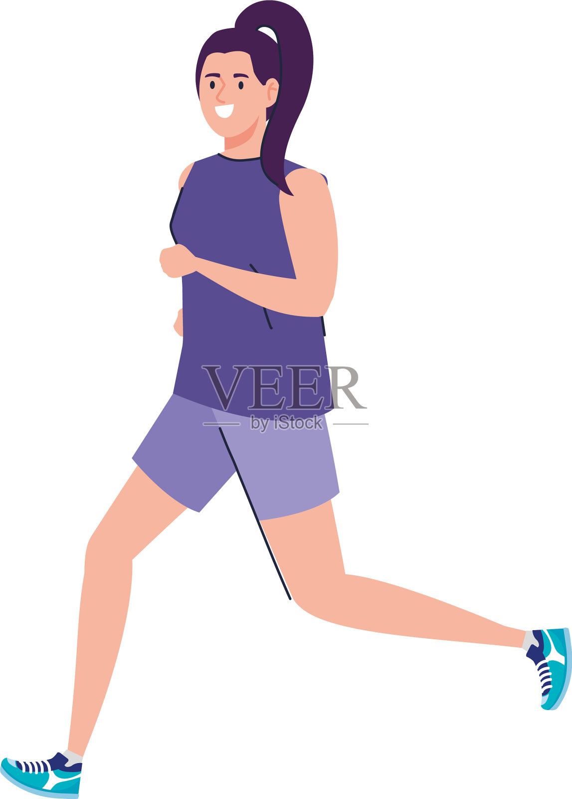 在白色背景上跑步的女人设计元素图片