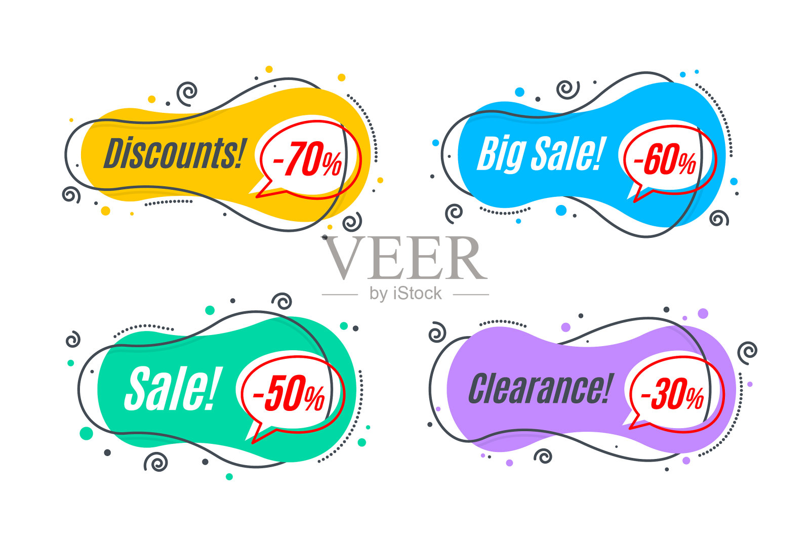 扁平的线性促销横幅形状的价格标签设计元素图片