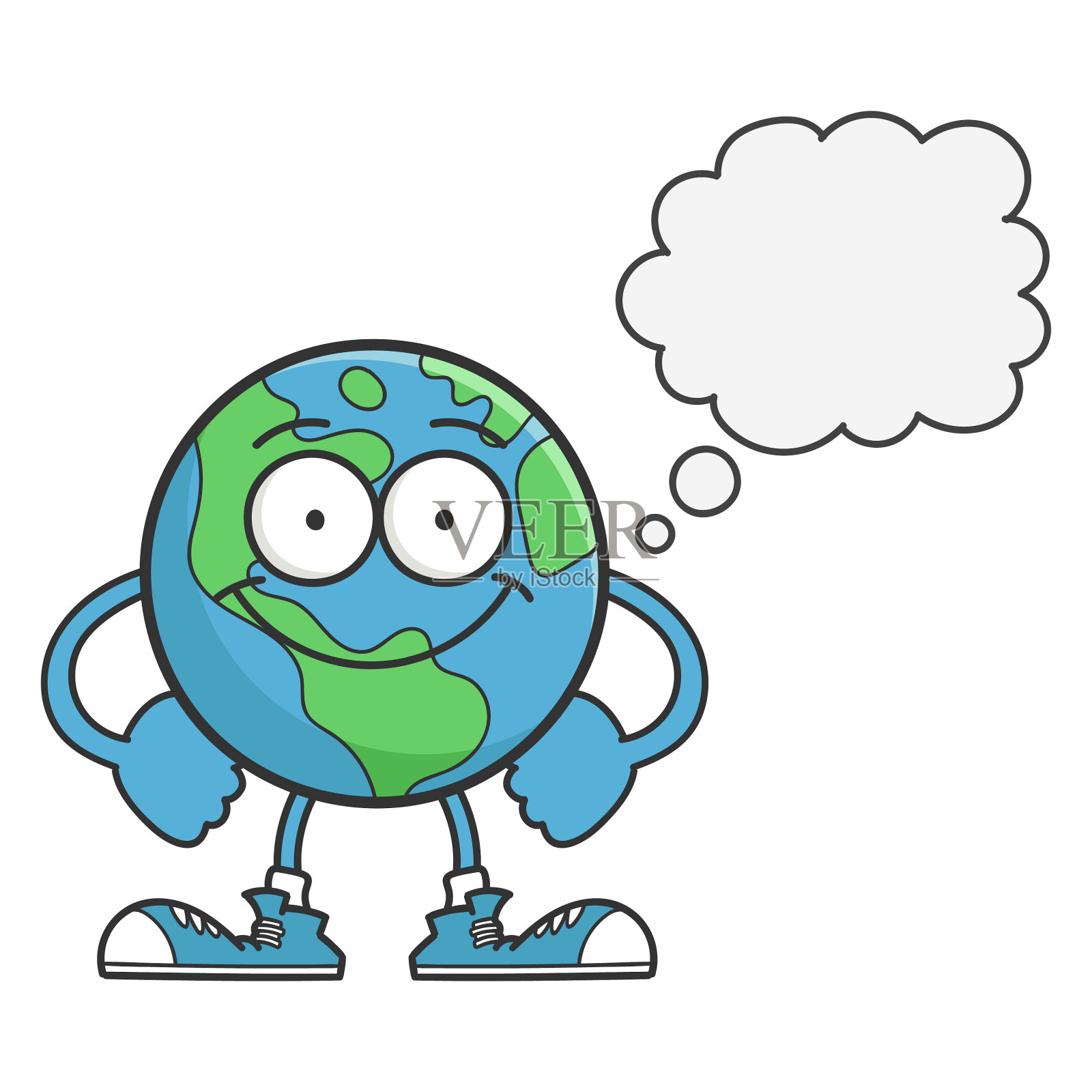 微笑快乐的星球地球卡通人物设计元素图片