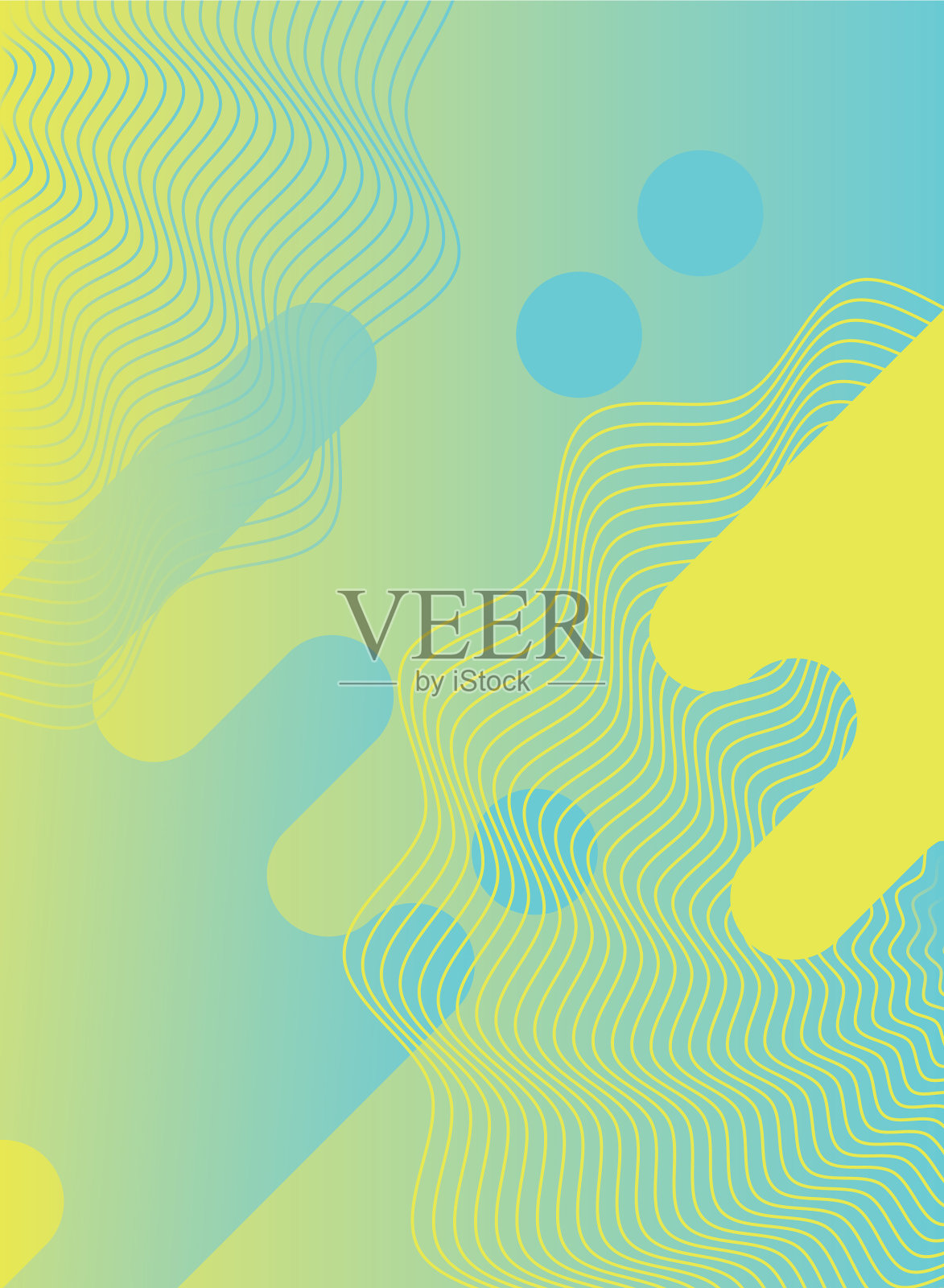 几何图形和线条，绿色背景插画图片素材