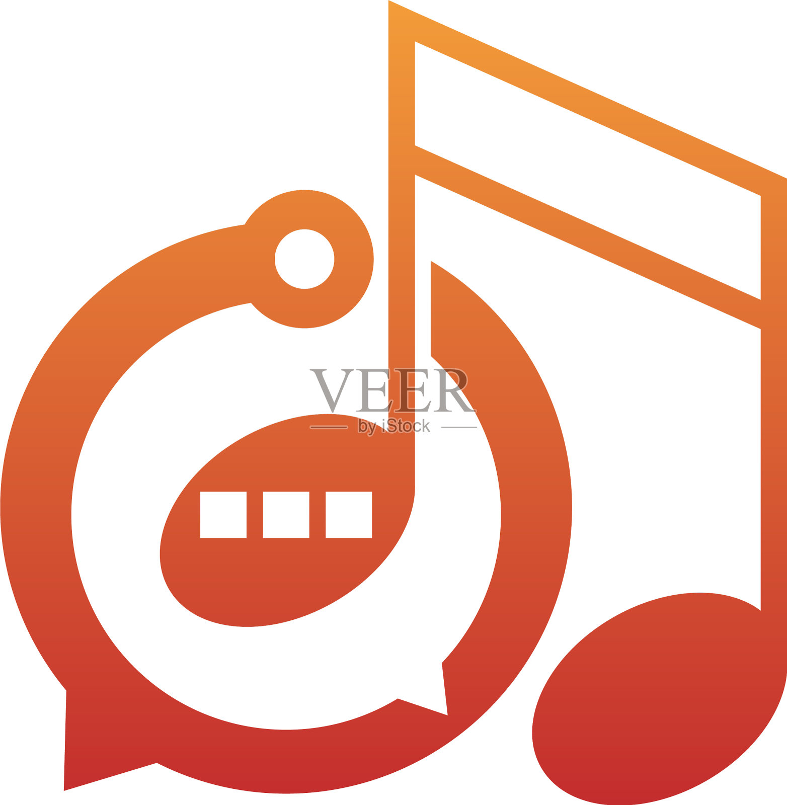 音乐笔记标志和语音图标气泡聊天概念设计元素图片