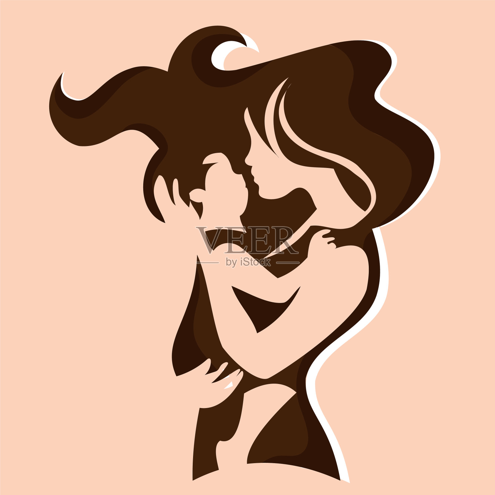 形象的妈妈和沐浴的爱插画图片素材