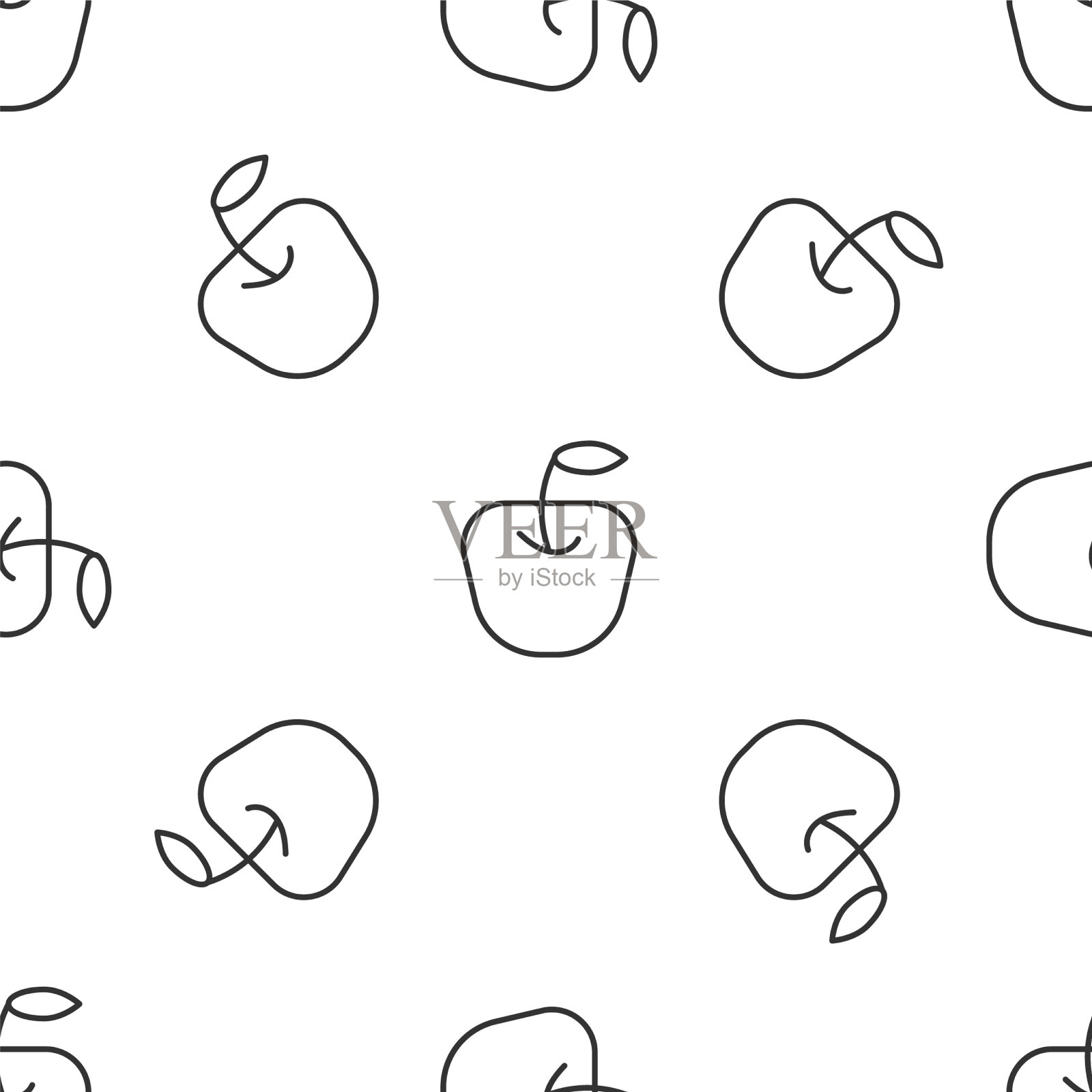 灰色线苹果图标孤立无缝图案上插画图片素材