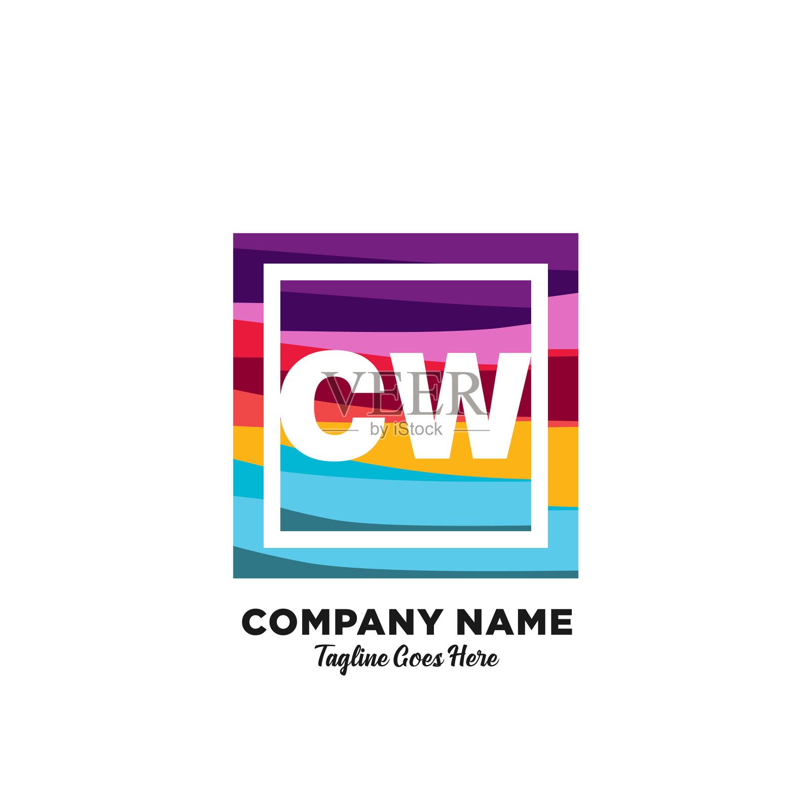 Cw初始标志与彩色模板插画图片素材