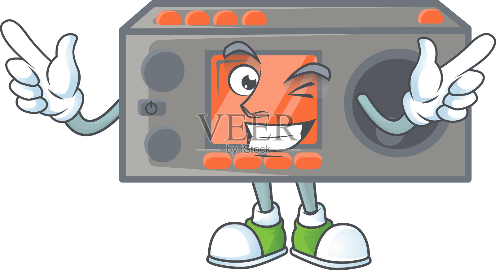 一个滑稽的脸无线电收发机吉祥物设计设计元素图片