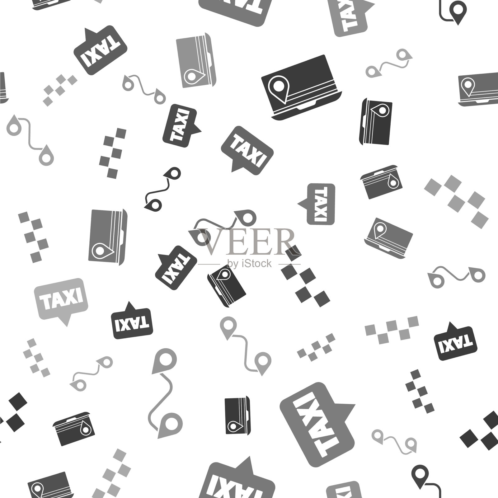 设置笔记本电脑与位置标记地图指针图标素材