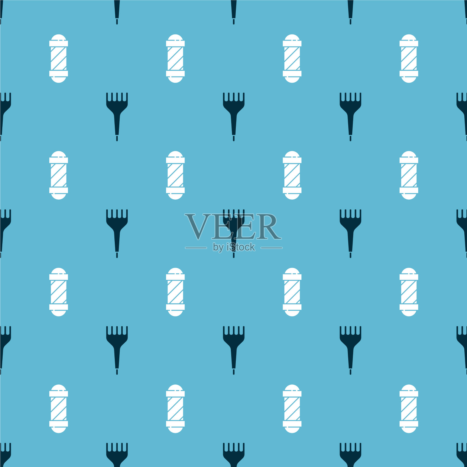 设置发刷和经典的理发店杆上图标素材