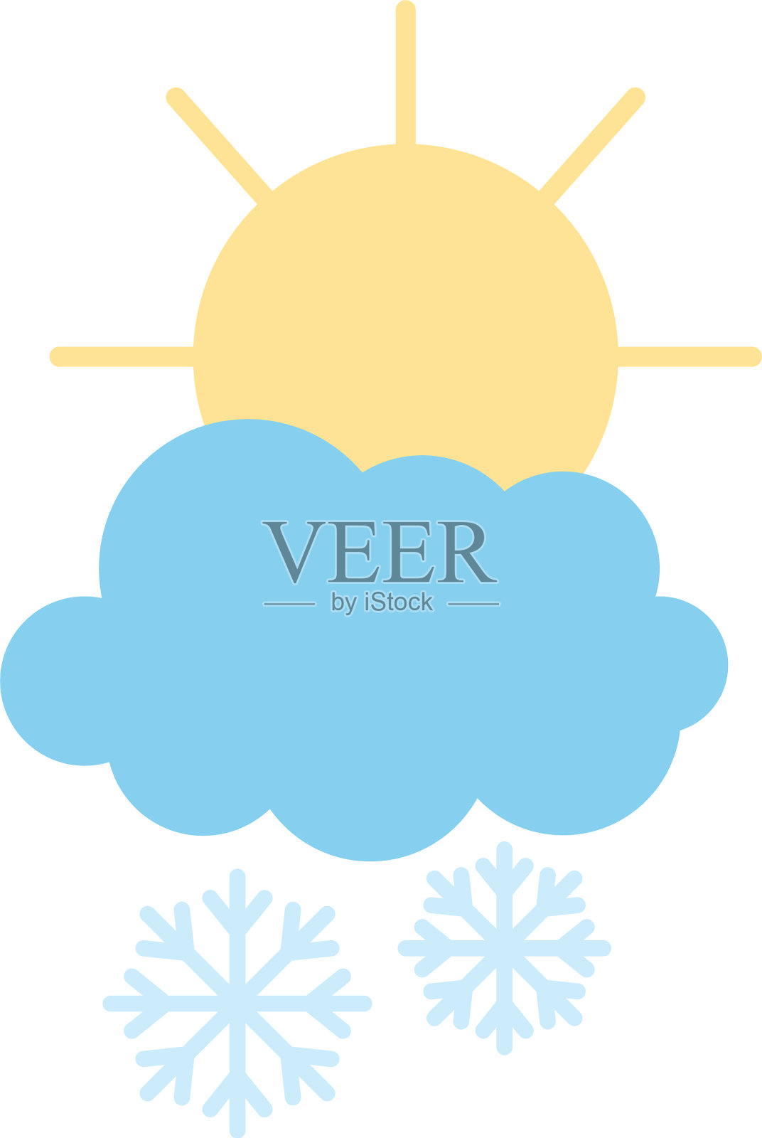 天气概念太阳和雪云设计元素图片