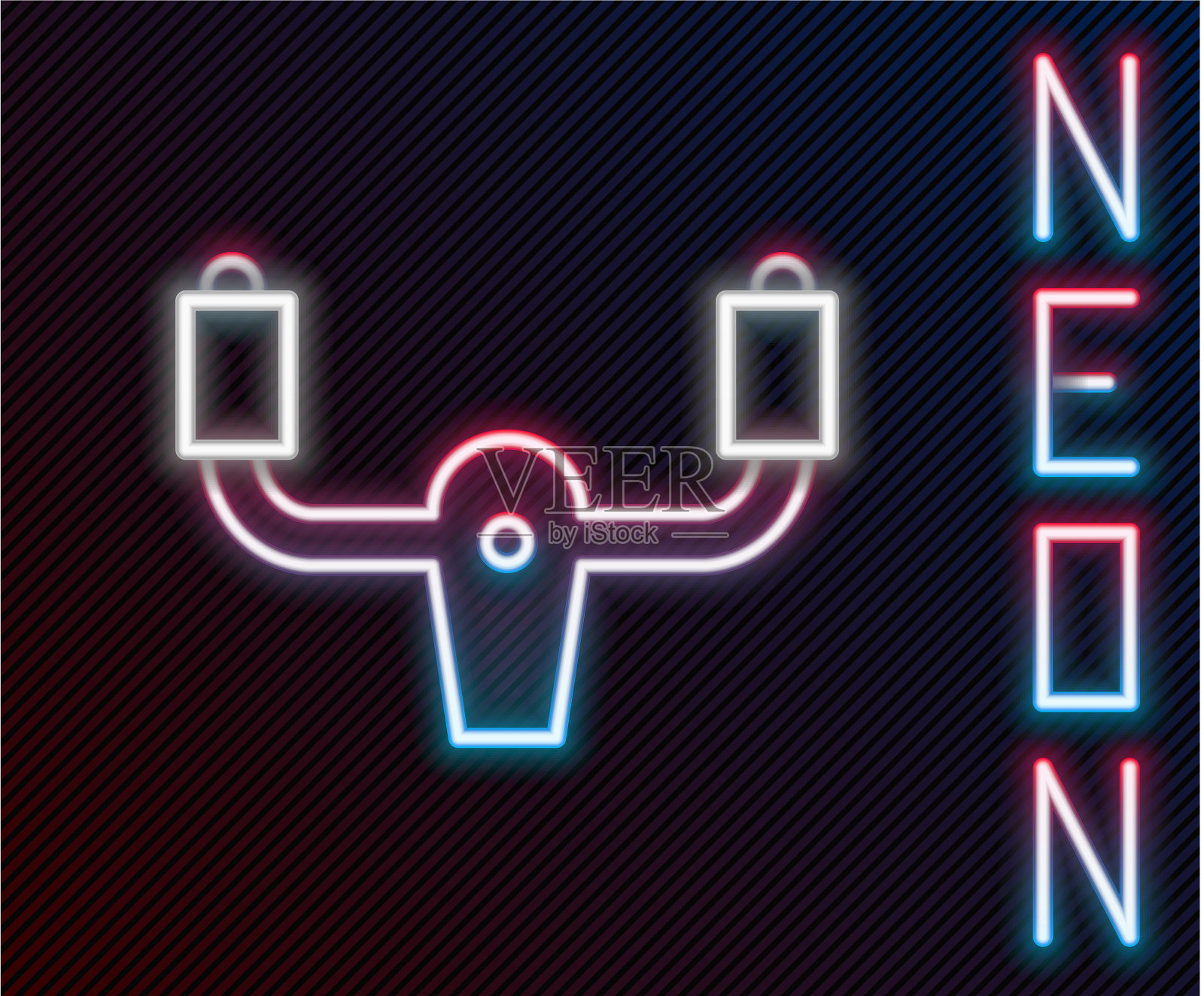 发光的霓虹线飞机舵轮图标插画图片素材