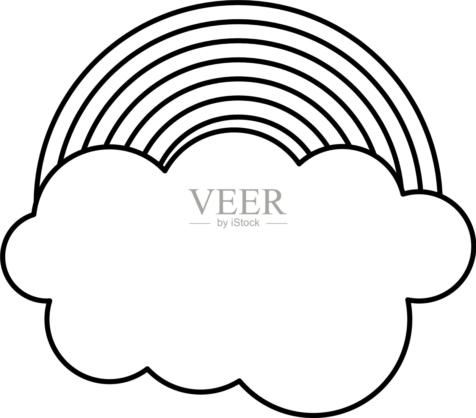 彩虹云图标线条风格设计元素图片