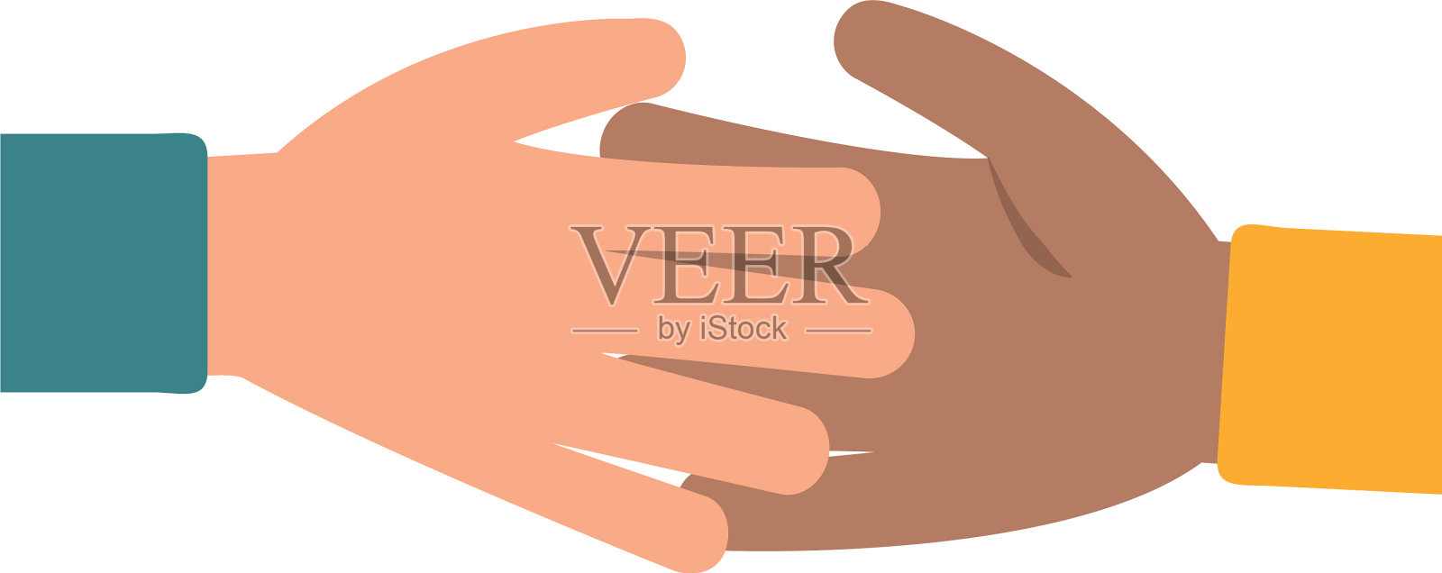 握手手势多样，团队扁平化风格设计元素图片