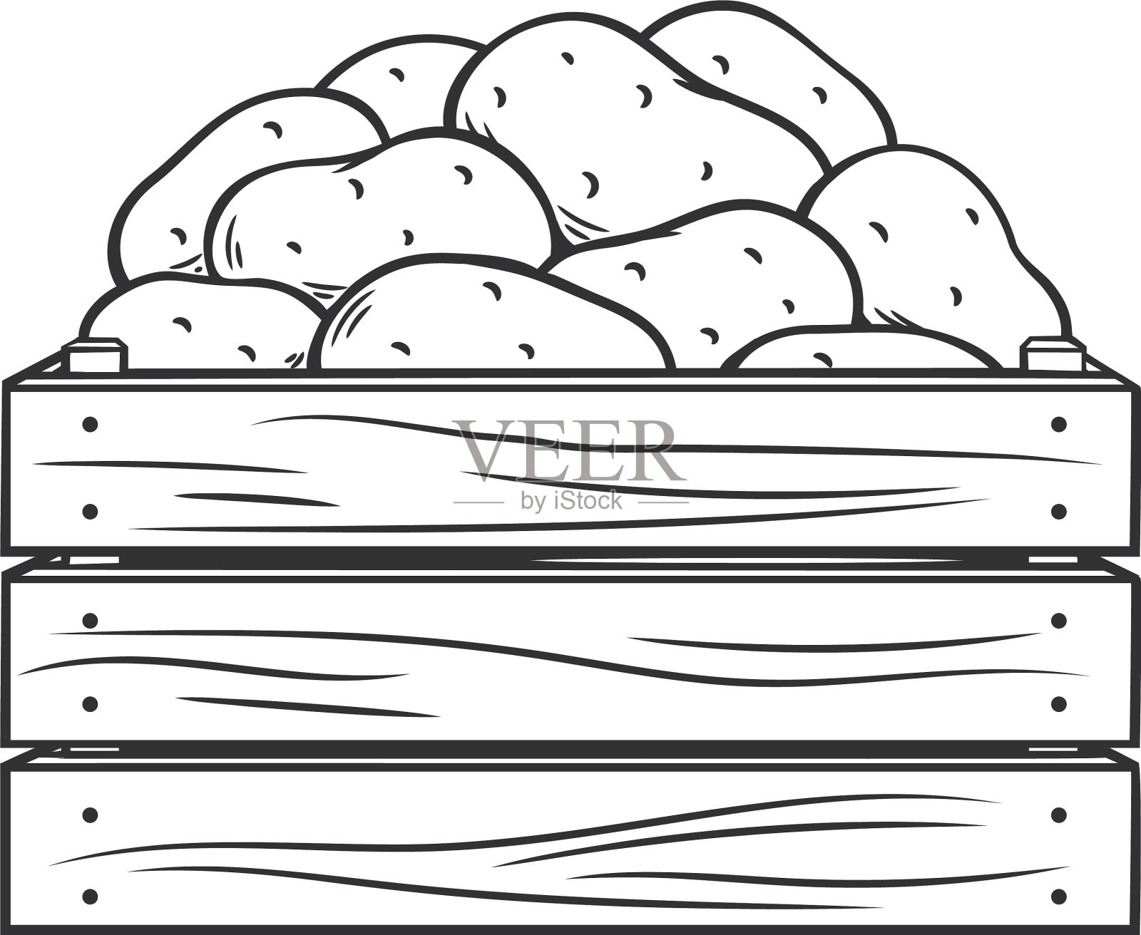 熟土豆装在木盒里设计元素图片