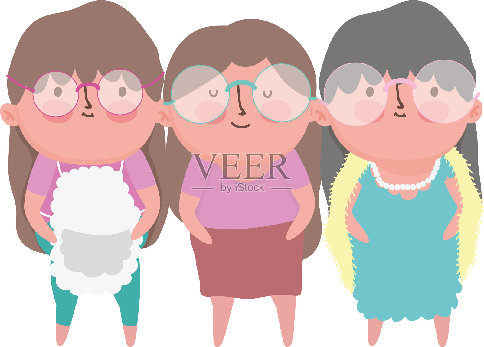 快乐的爷爷奶奶，可爱的老奶奶设计元素图片