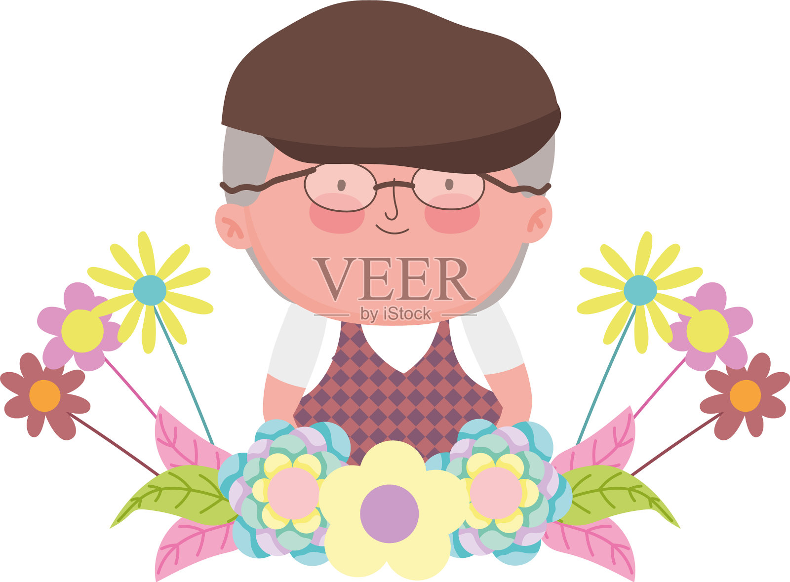 爷爷奶奶一天可爱的爷爷卡通设计元素图片