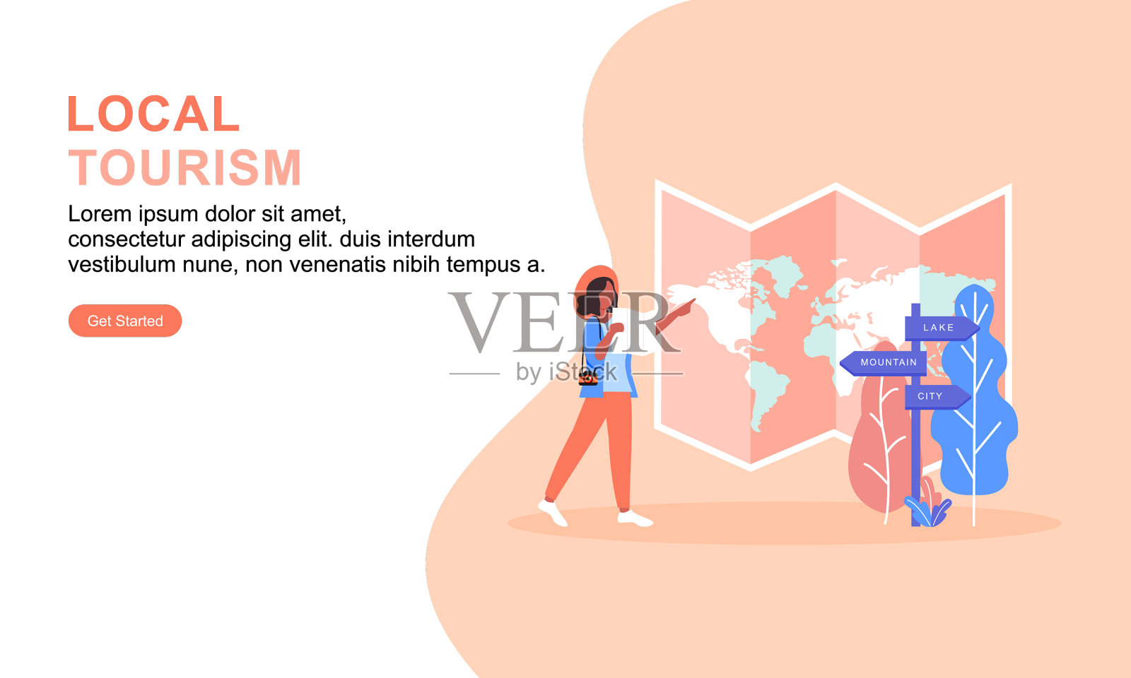 本地旅游登陆页面模板插画图片素材