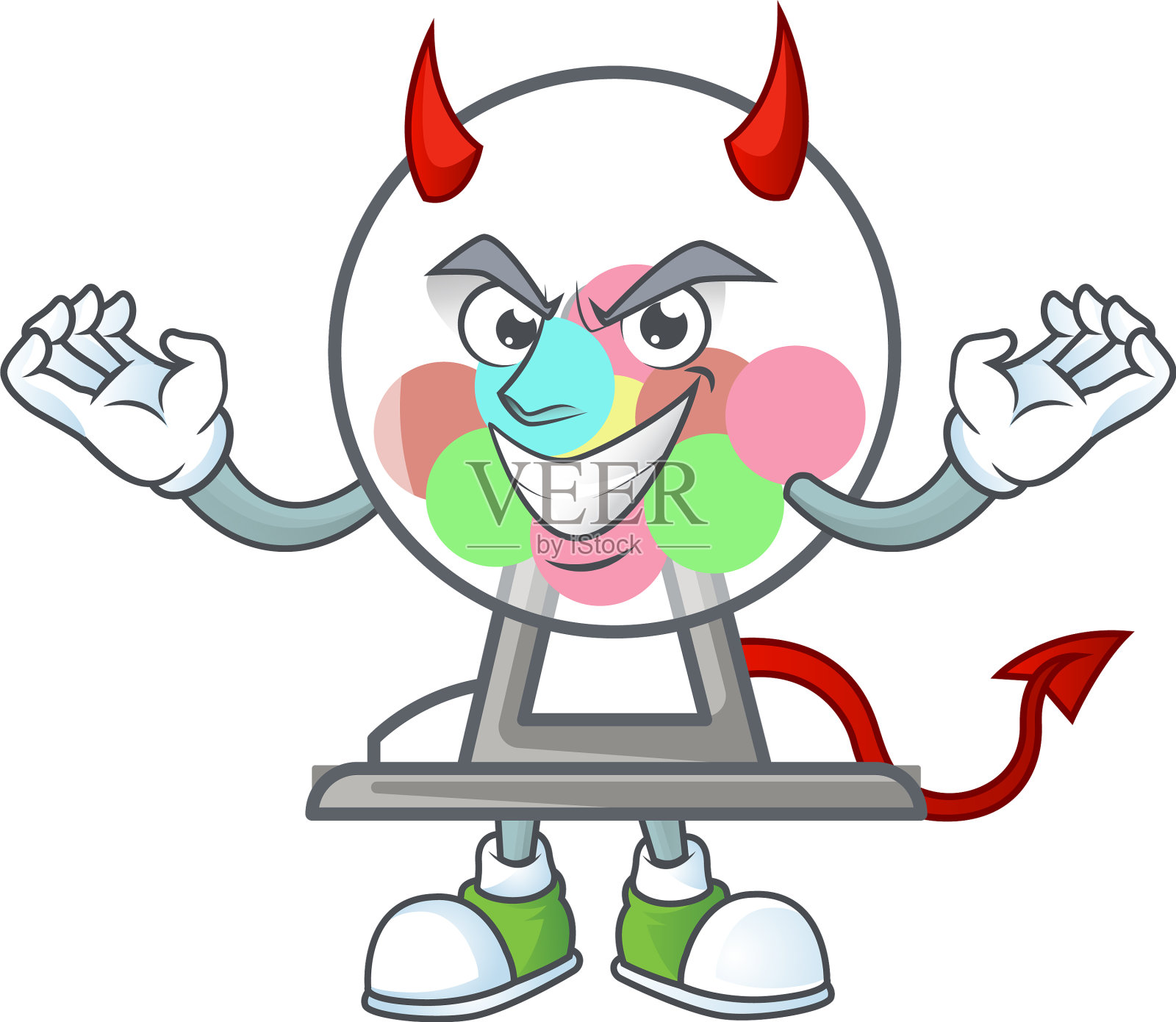 一个残忍的鬼子球彩票机的卡通设计插画图片素材