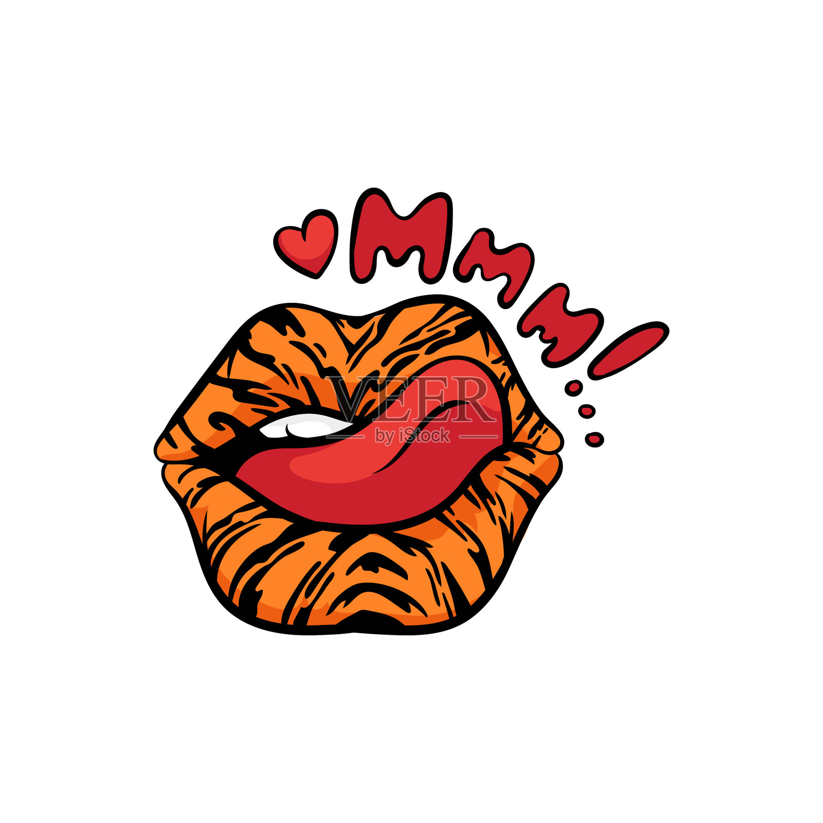 时尚贴纸印花-女人的嘴唇和字母设计元素图片