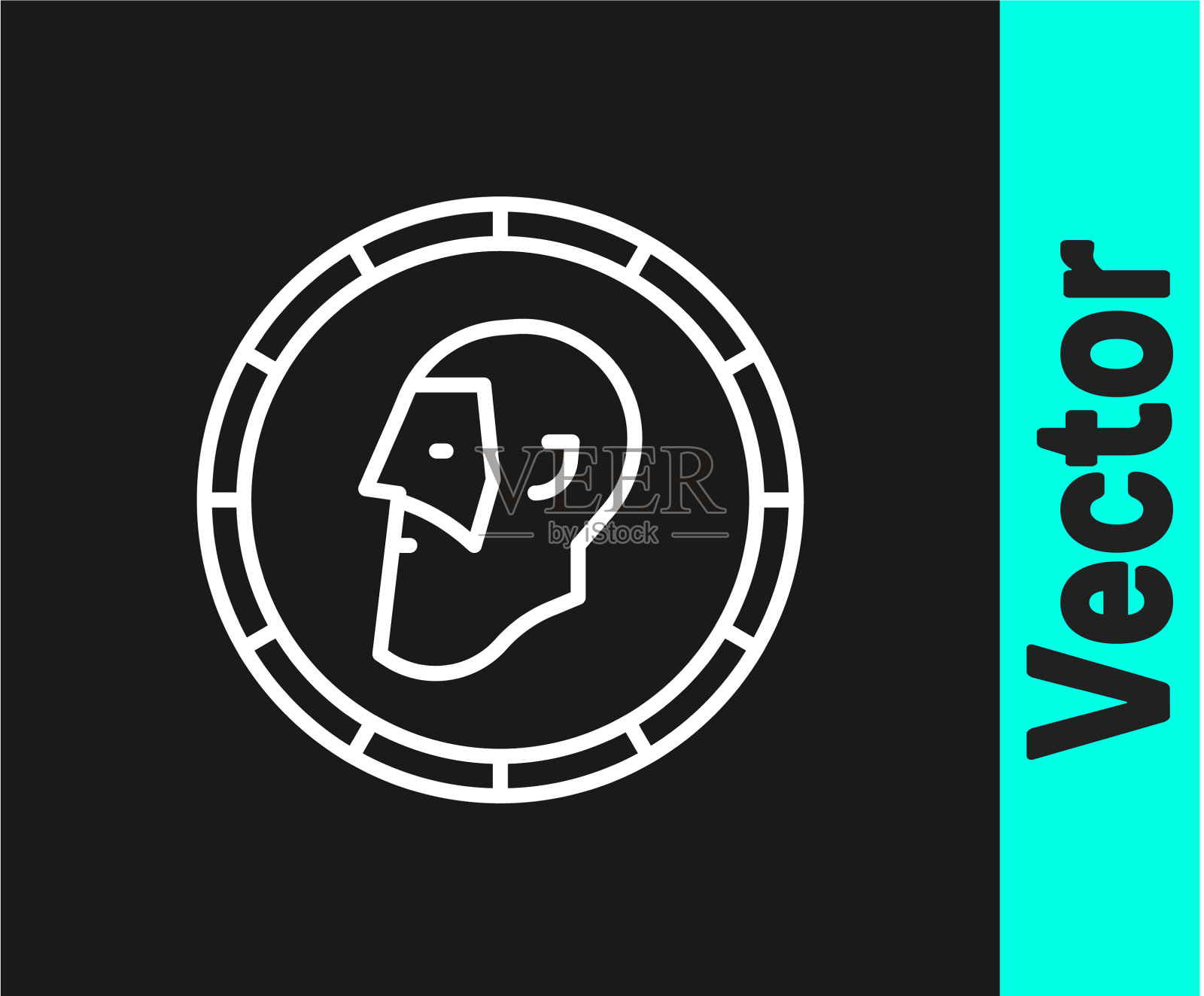 白线古币图标孤立在黑色上插画图片素材