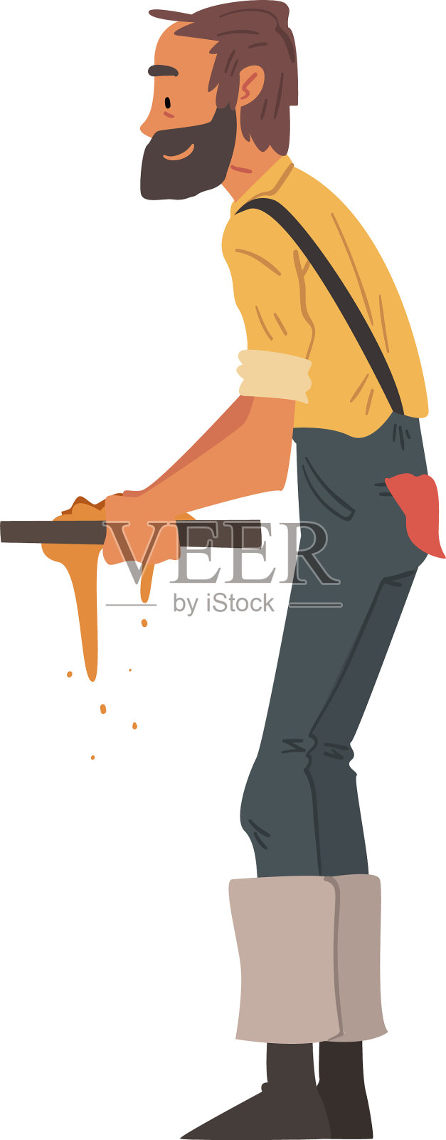 男探矿者正在筛选金砂和颗粒设计元素图片