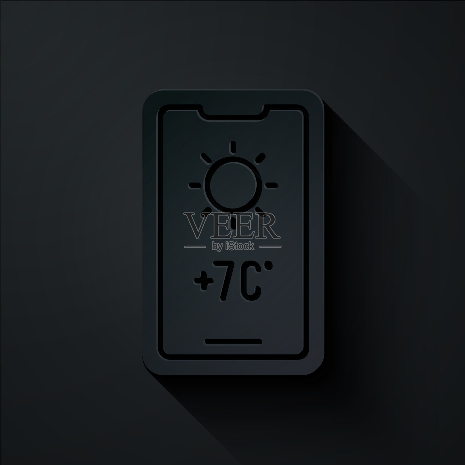 剪纸天气预报图标孤立在黑色插画图片素材