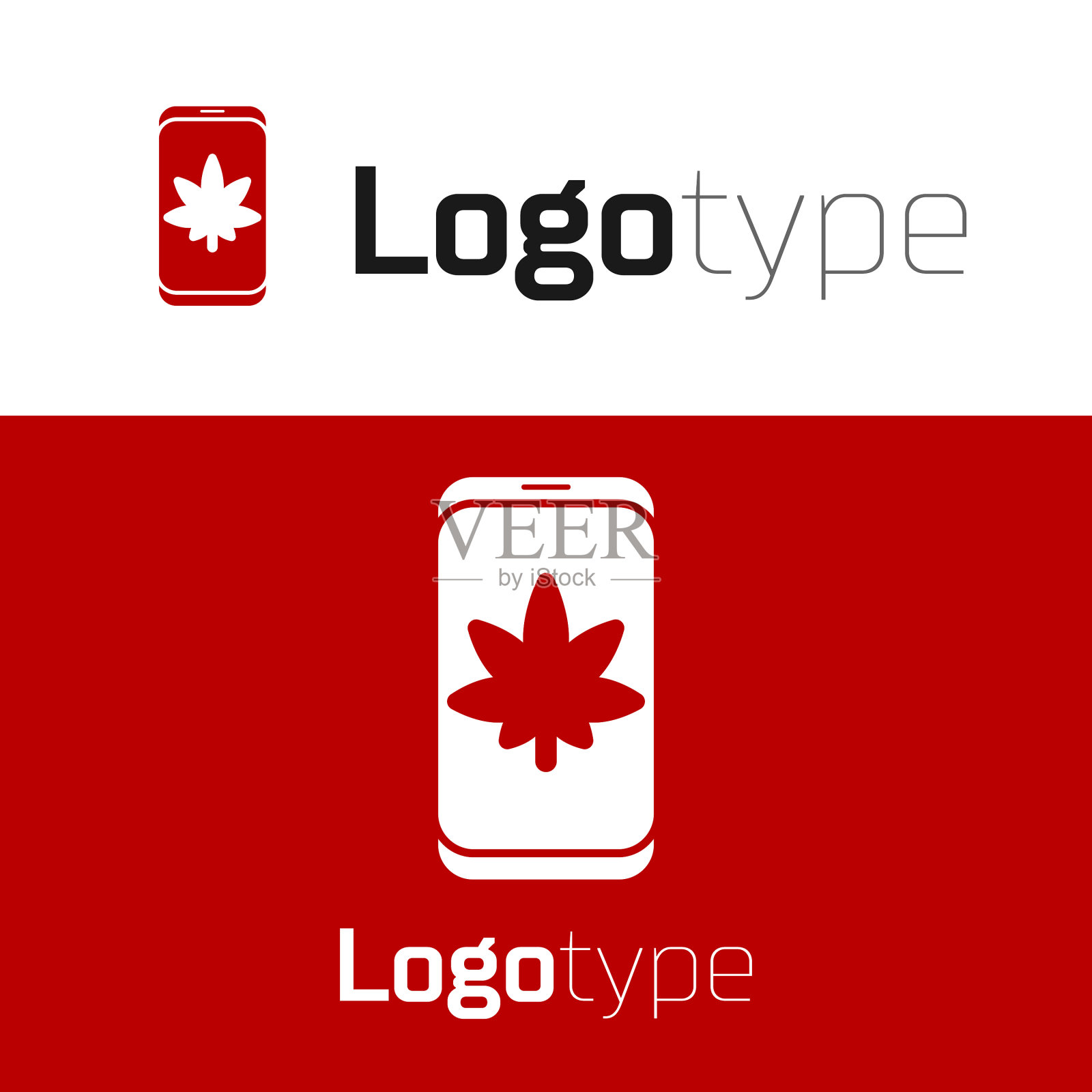 红色手机和医用大麻插画图片素材