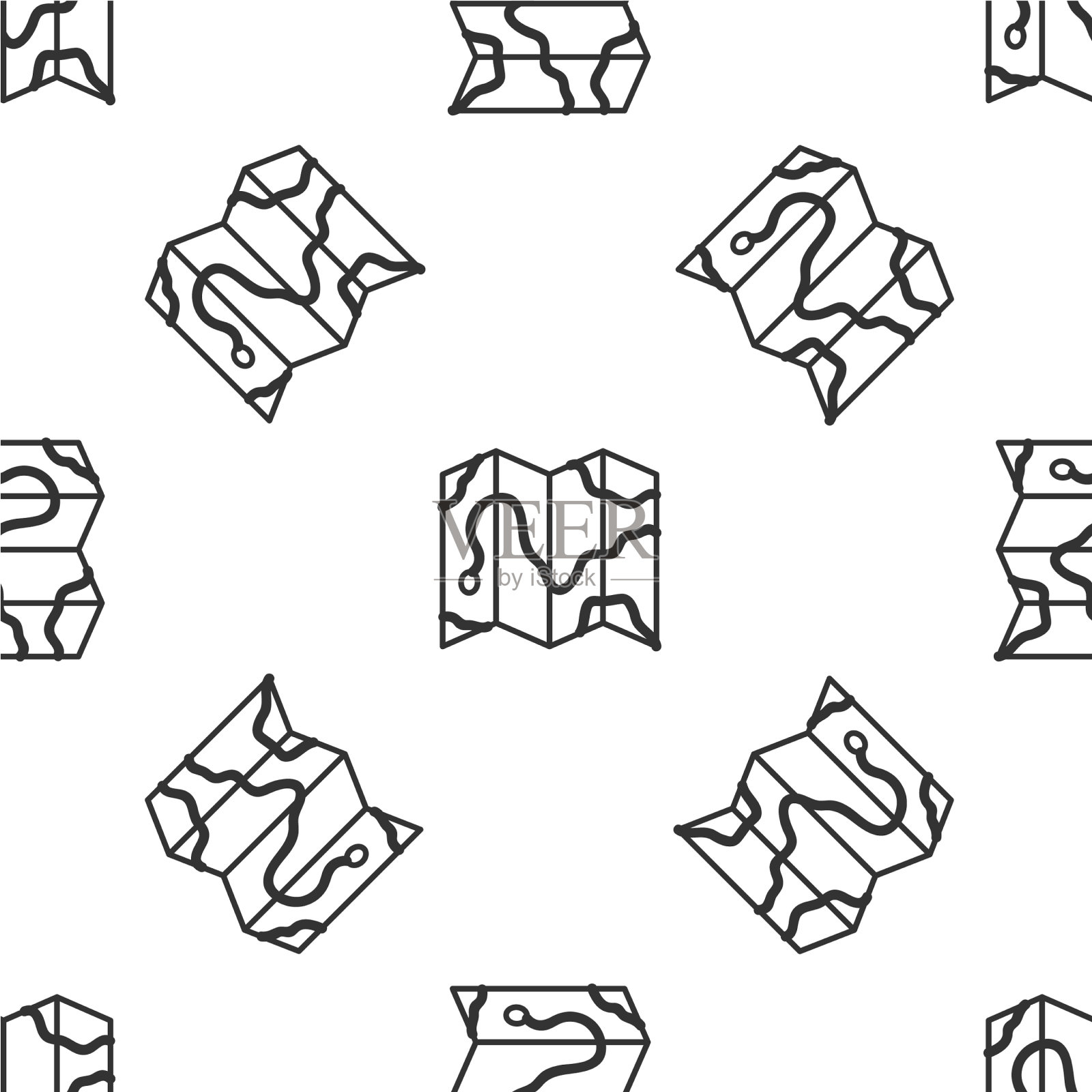 灰色线在地图图标上定位森林插画图片素材