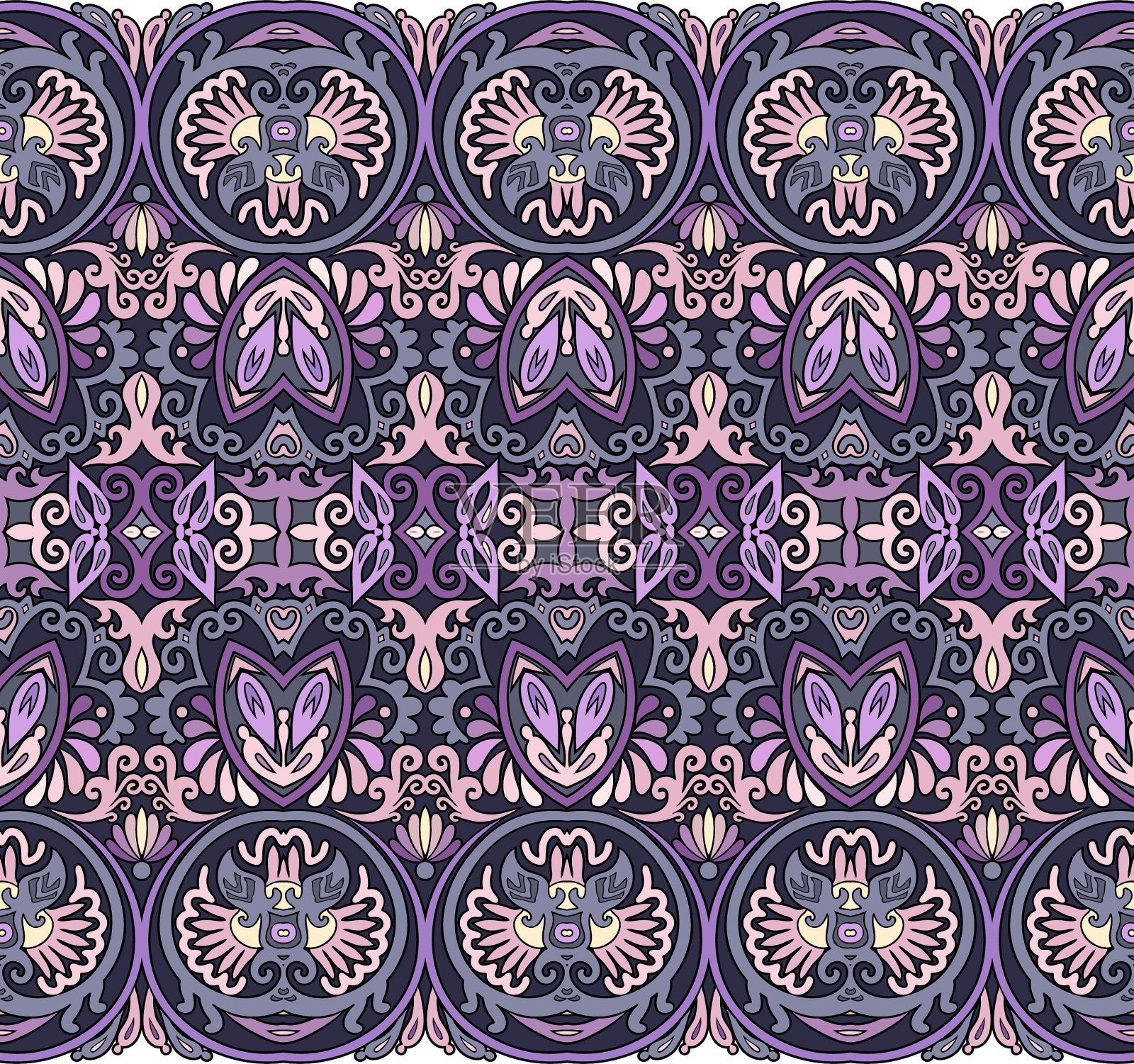 瓷砖抽象民族自然条纹无缝边框插画图片素材