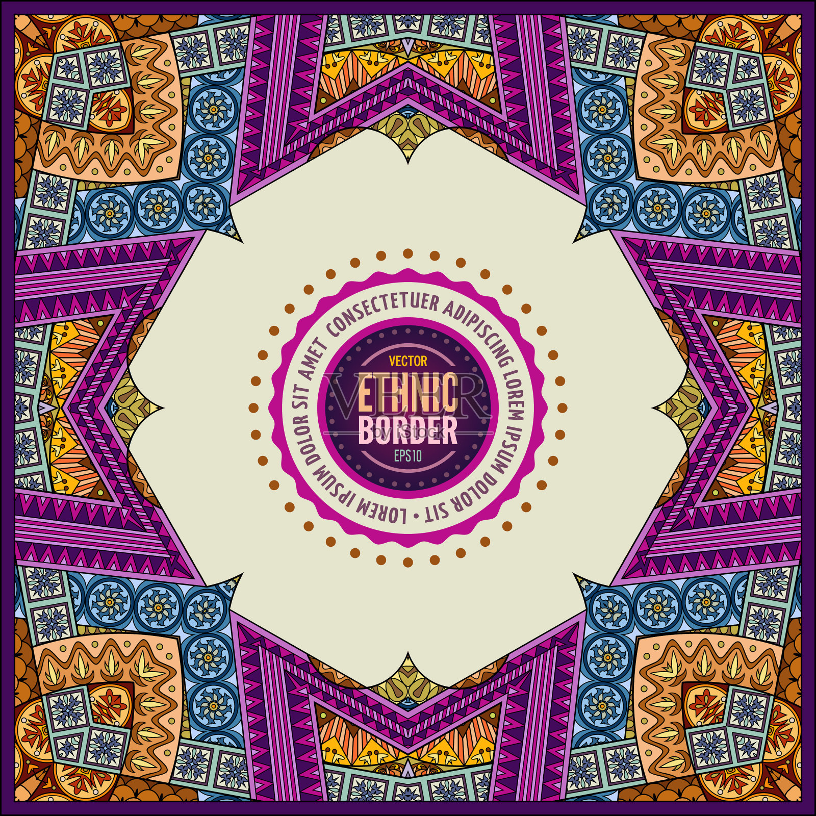 抽象装饰复古民族镜架插画图片素材