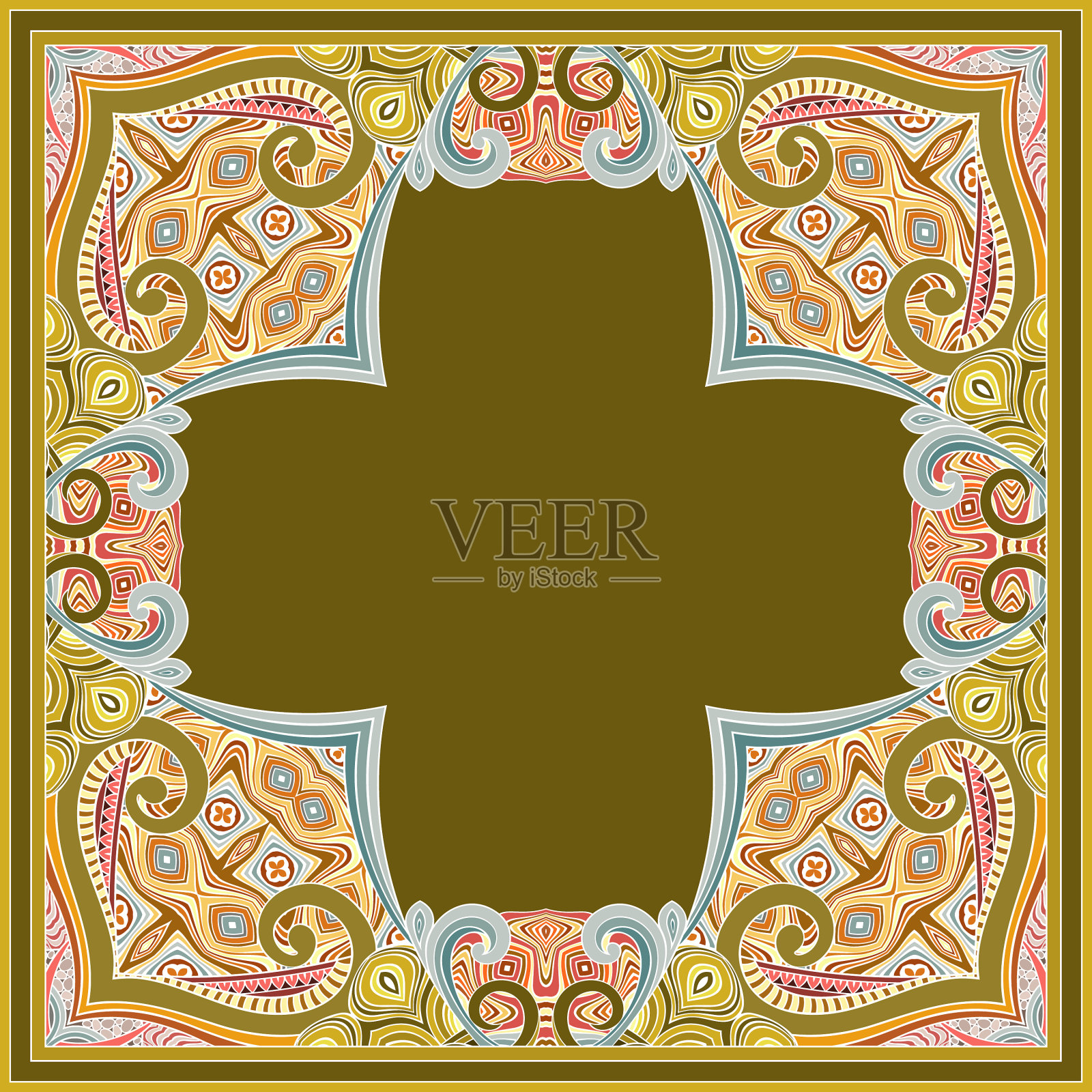 抽象装饰复古民族镜架插画图片素材